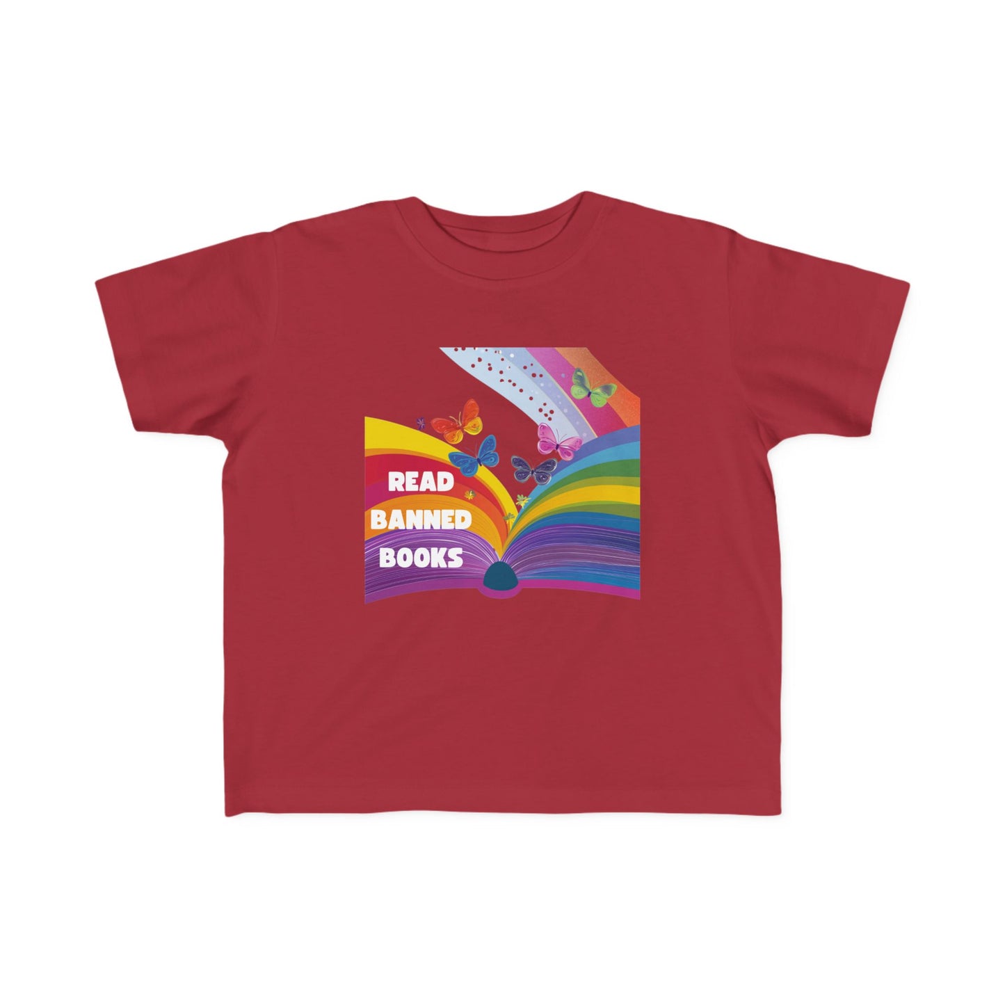 Read Banned Books Rainbow Kids T-Shirt | Butterfly Literary Freedom Toddler Tee