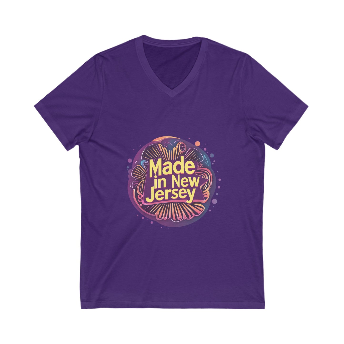 Made in Jersey Retro V-Neck T-Shirt | State Pride Vintage Design | Unisex V-Neck Tee