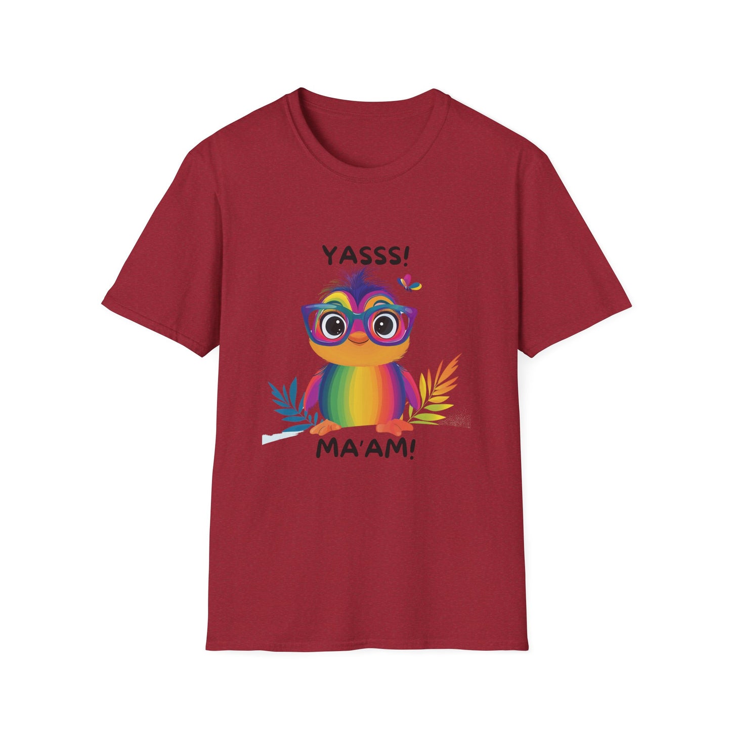 Rainbow Owl YASSS MA'AM T-Shirt | LGBTQ+ Pride Kawaii Tee | Cute Empowerment Gift