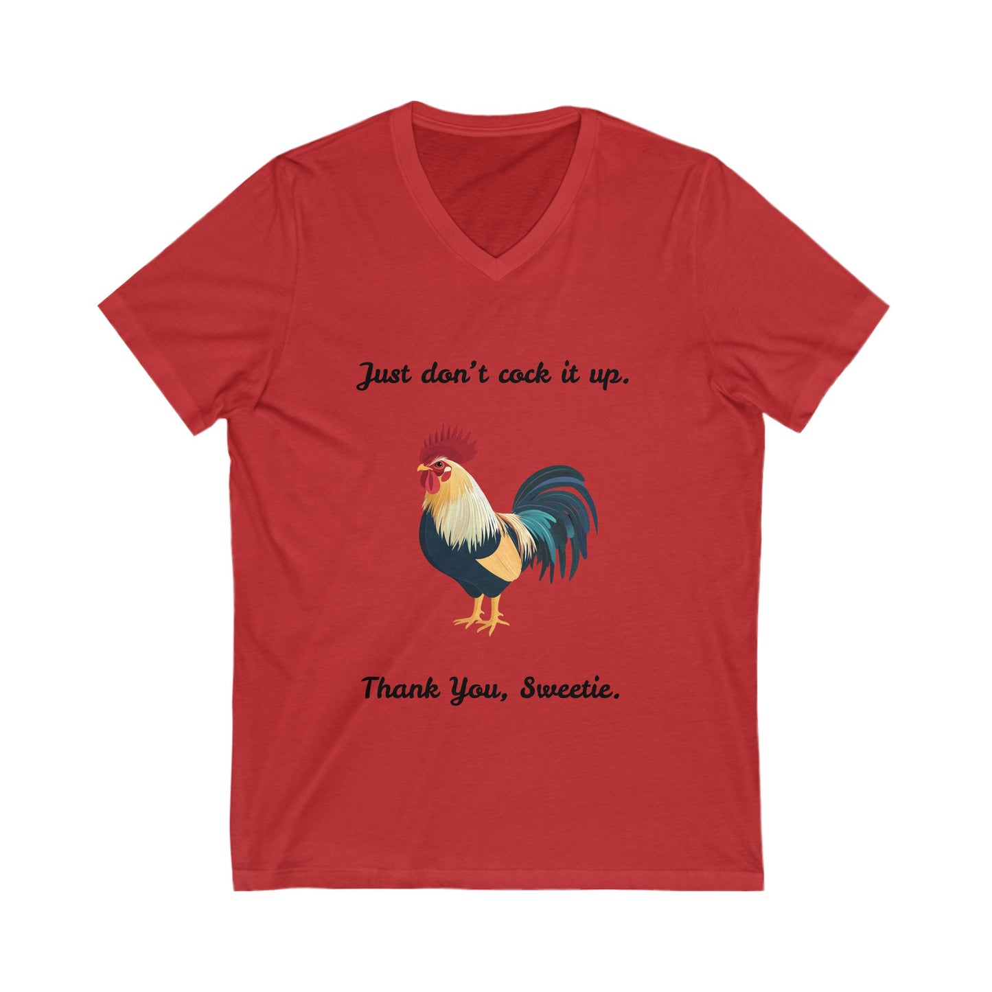 Funny Rooster V-Neck T-Shirt | Sassy Farm Animal Humor | Unisex Heather Tee