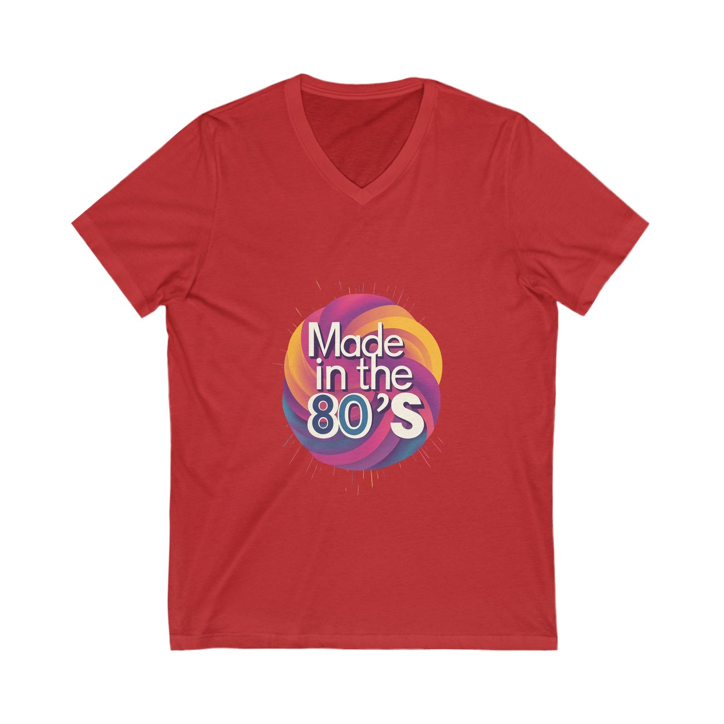 Made in the 80's Retro V-Neck T-Shirt | Vintage Neon Circle Design