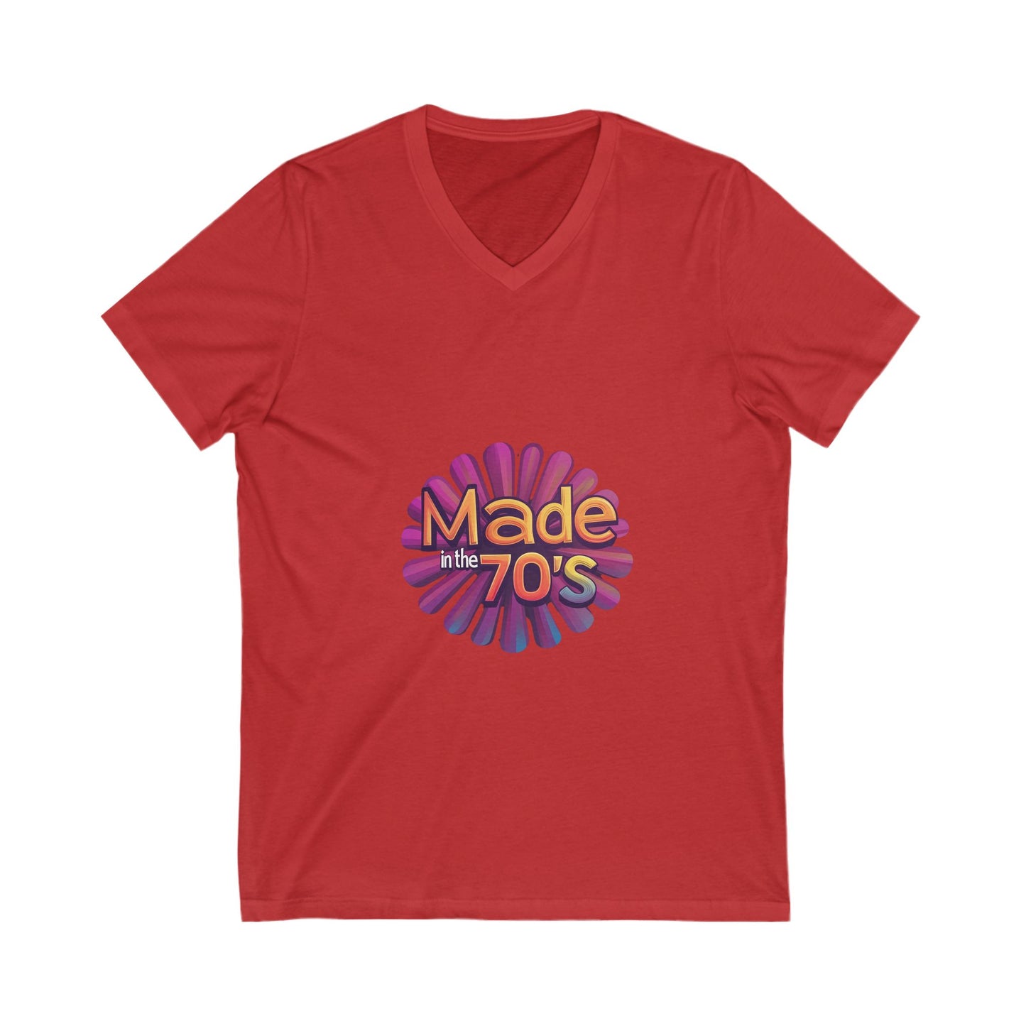Made in the 70's Retro V-Neck T-Shirt | Vintage Sunburst Design | Retro Birthday Gift