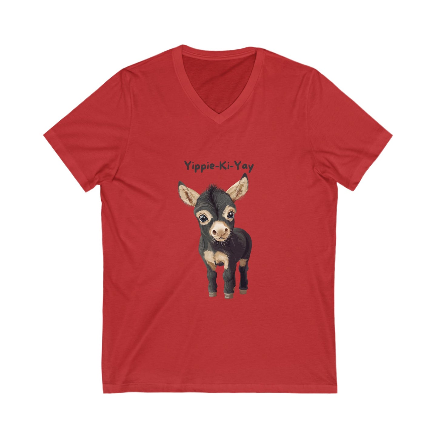 Yippie-Ki-Yay Donkey V-Neck T-Shirt | Cute Farm Animal Unisex Tee