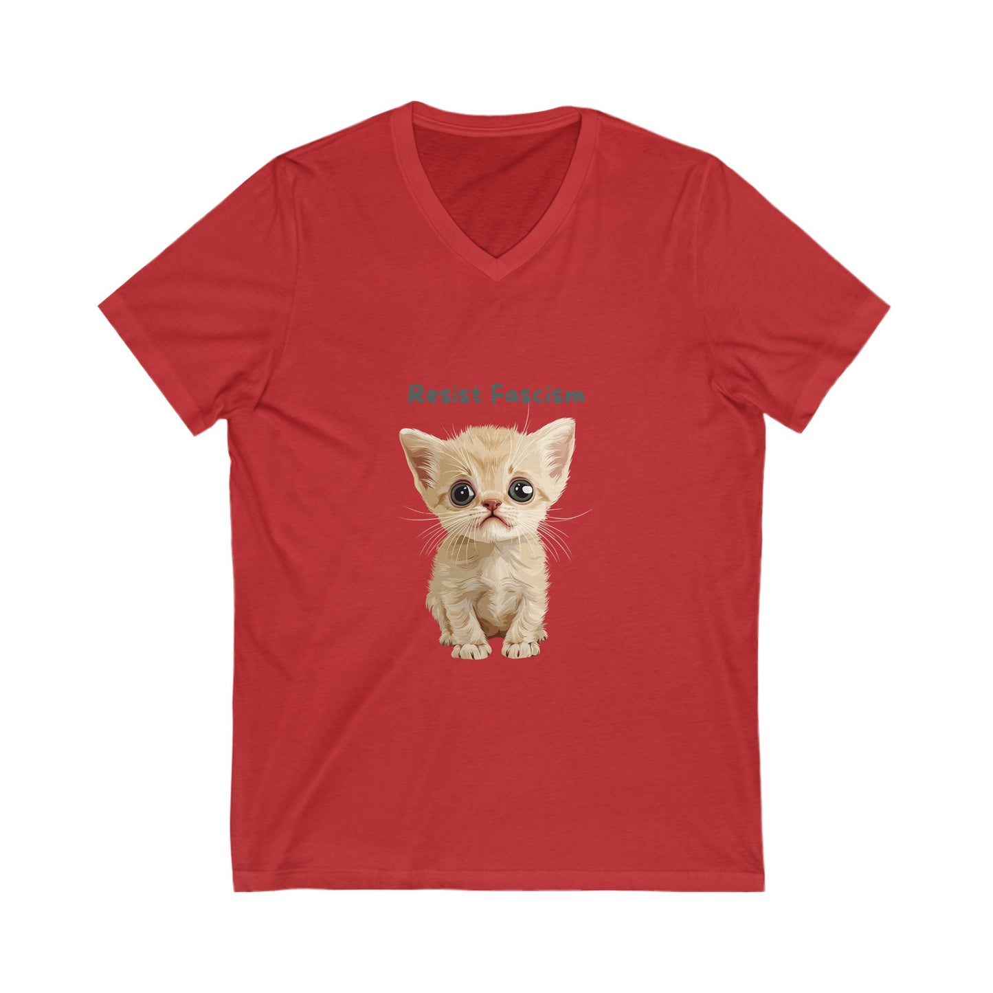 Adorable Rescue Kitten V-Neck T-Shirt | Cute Cat Lover Gift | Fair Trade Unisex Tee