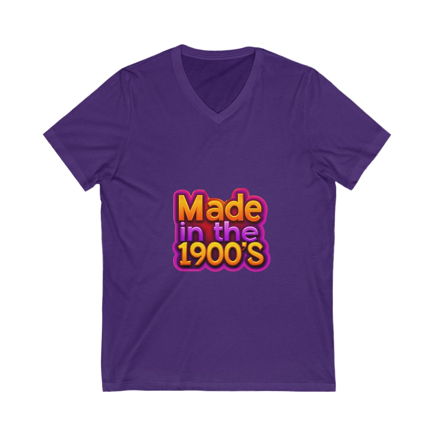 Made in the 1900s V-Neck T-Shirt | Vintage Rainbow Typography | Retro Unisex Tee