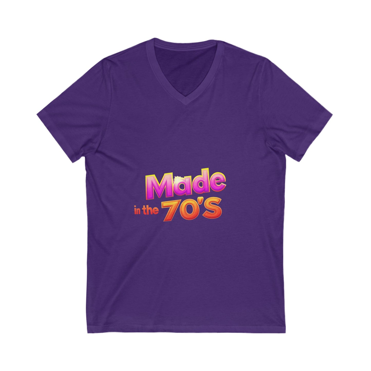 Made in the 70's V-Neck T-Shirt | Retro Metallic Design | Vintage Birthday Gift