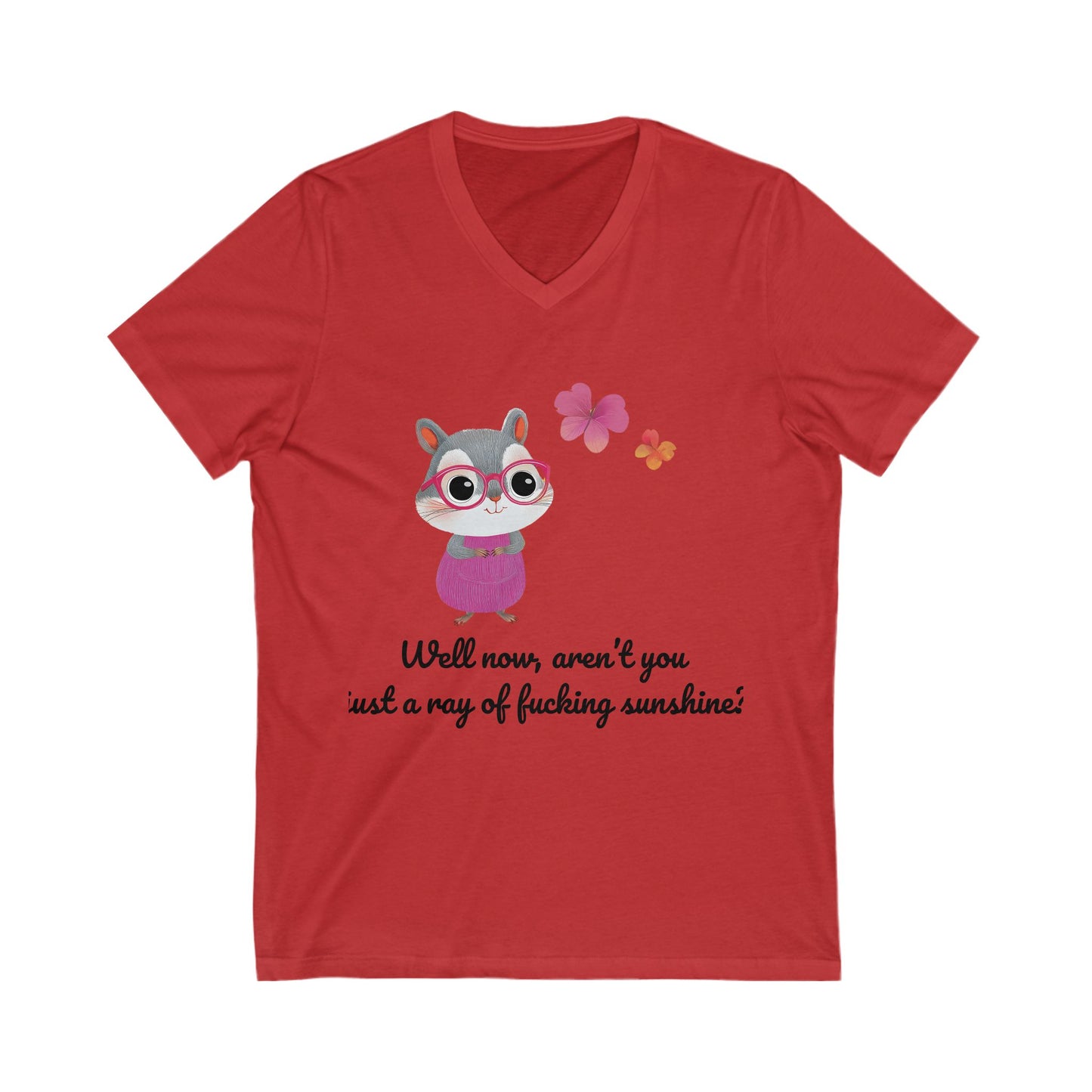 Kawaii Hamster Sass V-Neck | Cute Sarcastic Animal Tee | Rebellious Bunny Unisex T-Shirt