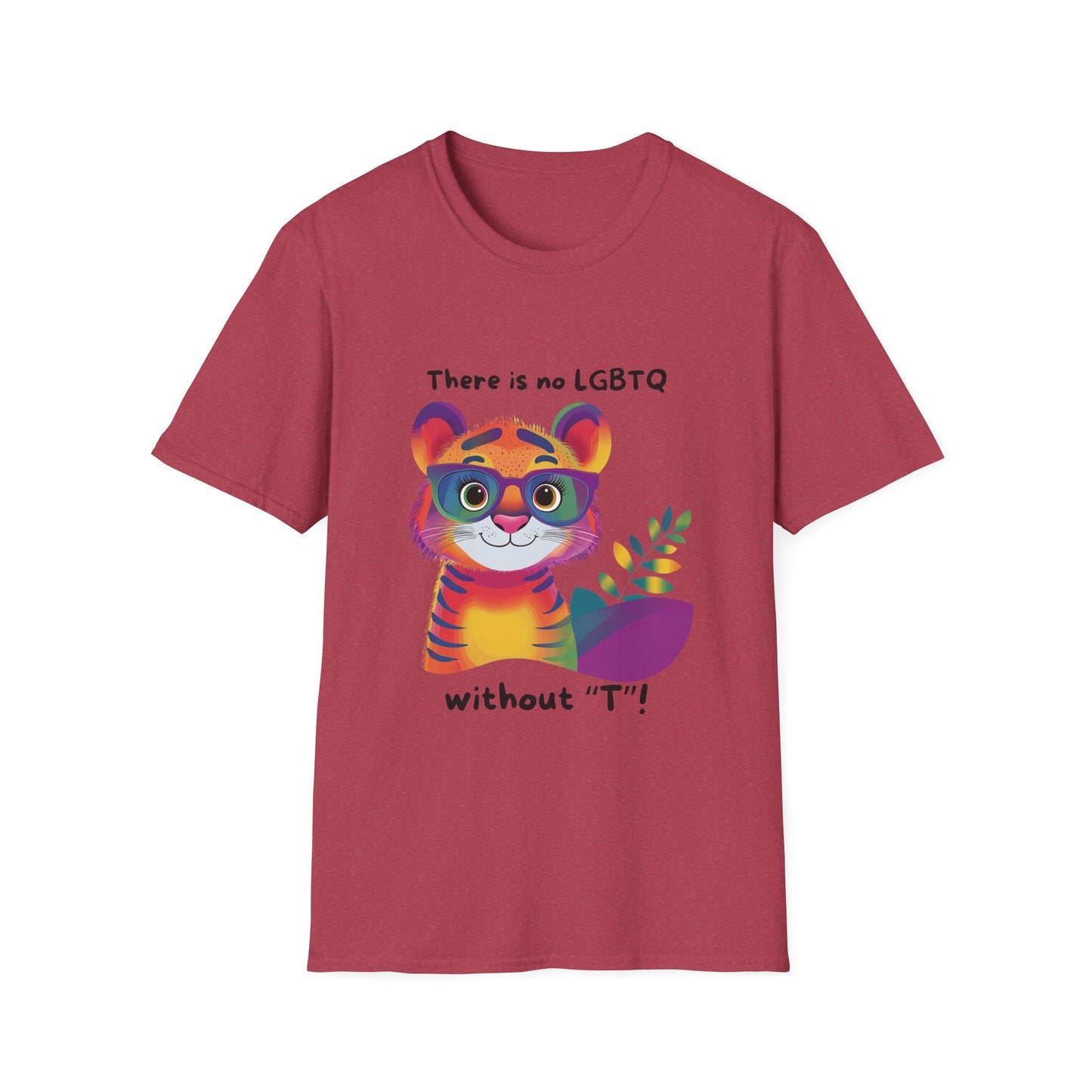 Cute Trans Tiger LGBTQ Pride T-Shirt | Rainbow Kawaii Tiger Unisex Tee