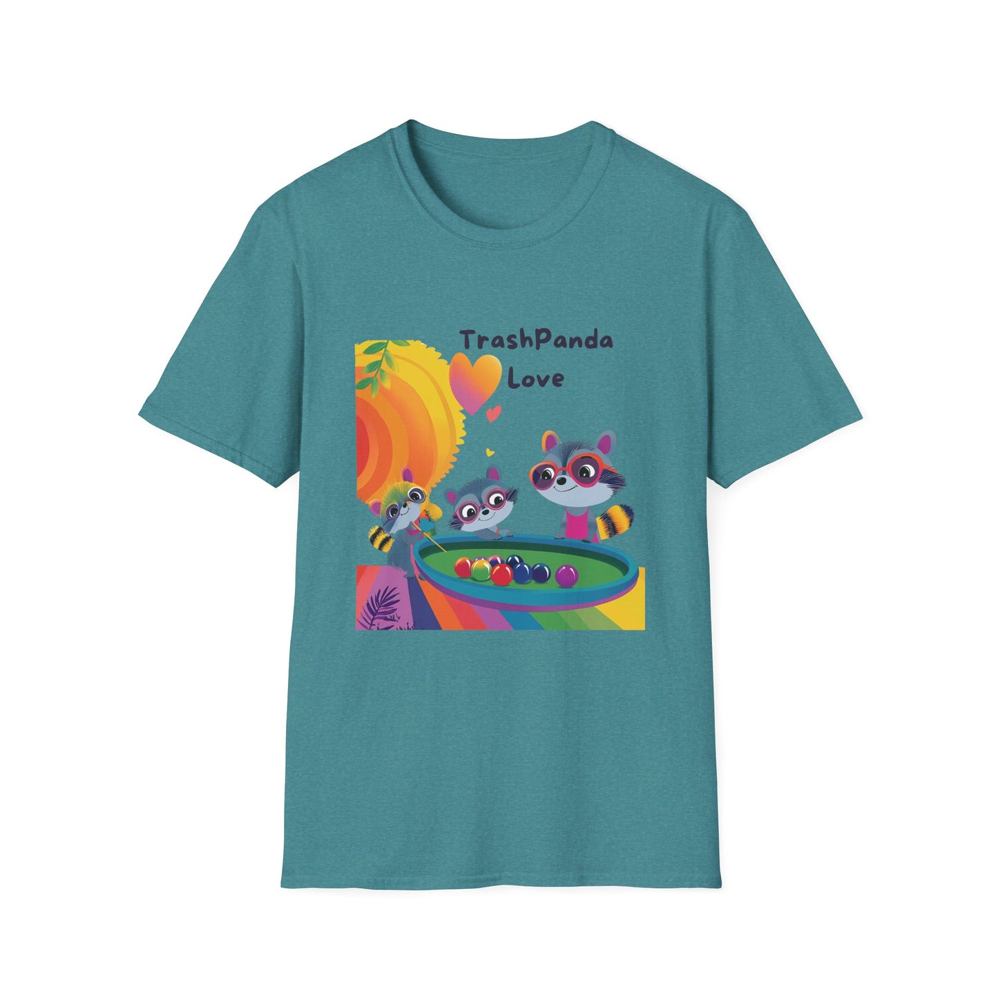 Trash Panda Love Kawaii Raccoon T-Shirt | Cute Animal Pool Party Tee