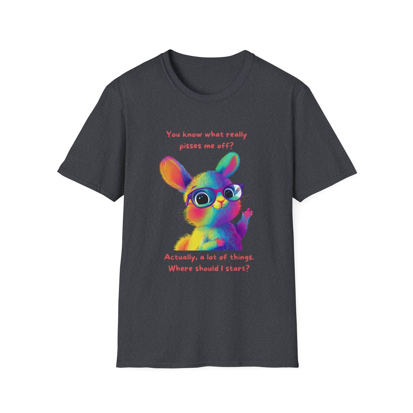 Rainbow Bunny Attitude T-Shirt | Sassy Pet Graphic Tee