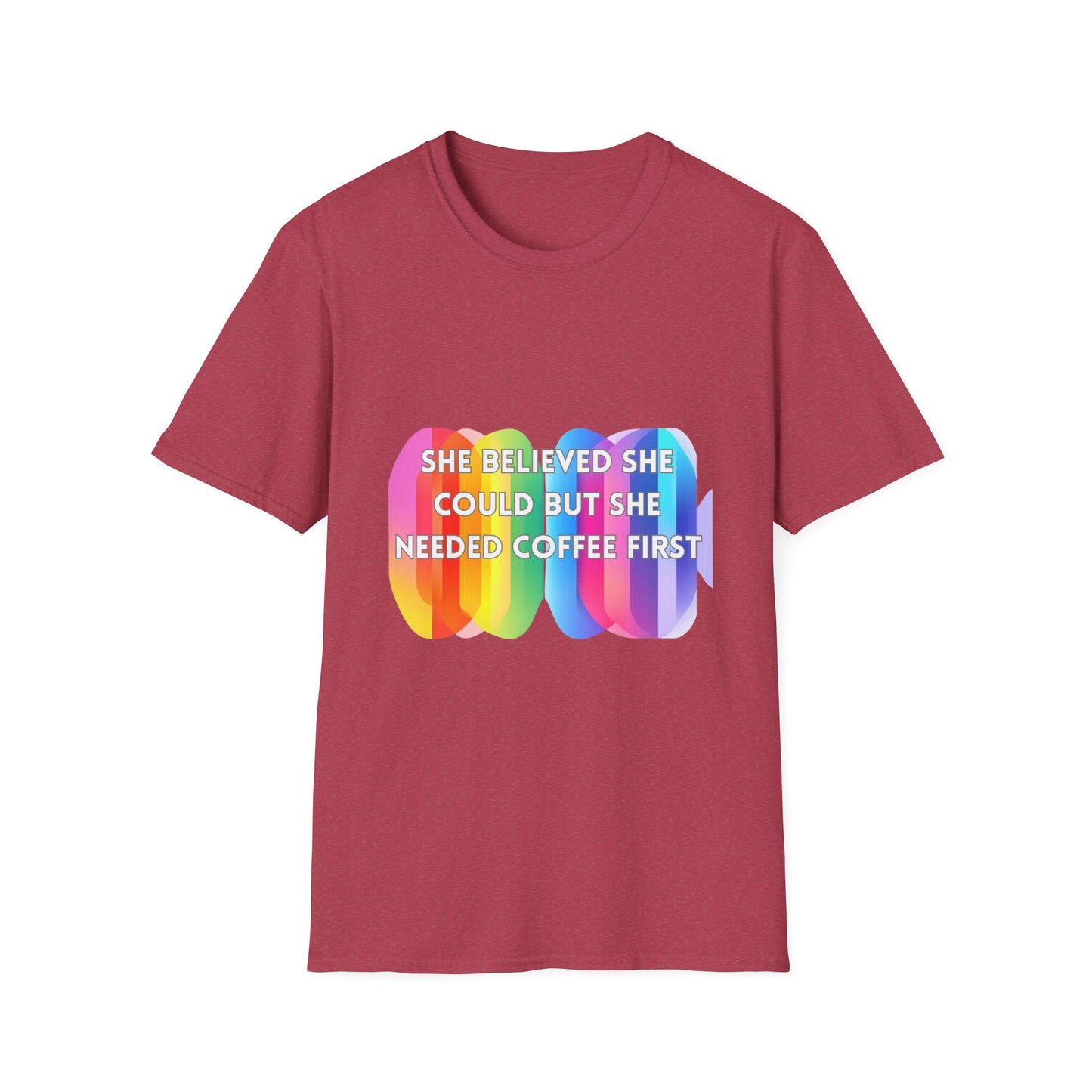 Pride Rainbow Coffee First Motivation T-Shirt | Self-Care Empowerment Tee