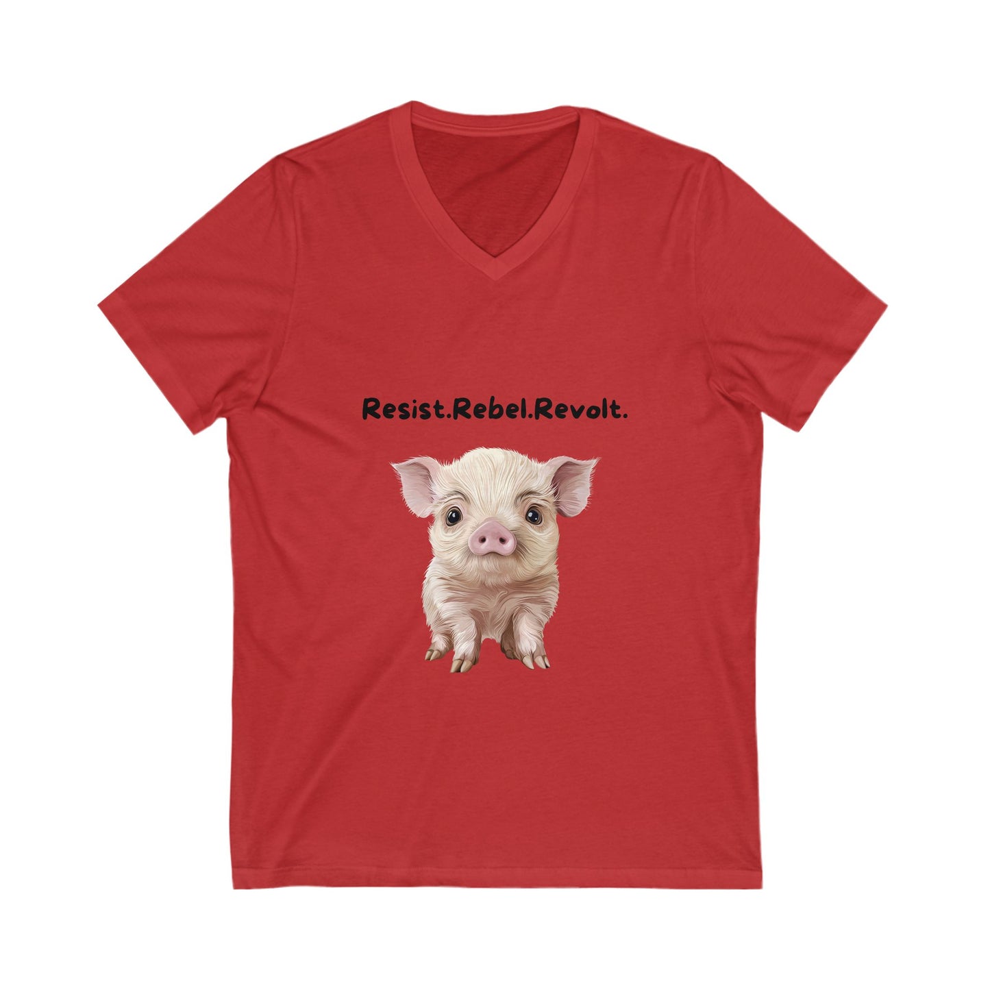 Resist Rebel Revolt Piglet V-Neck | Cute Animal Rights Activist Tee