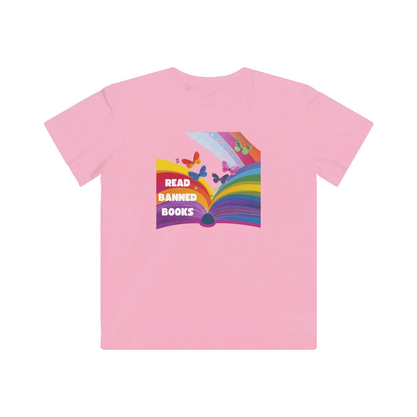 Rainbow Book Butterfly Pride T-Shirt | Banned Books Reading Activist Kids Tee