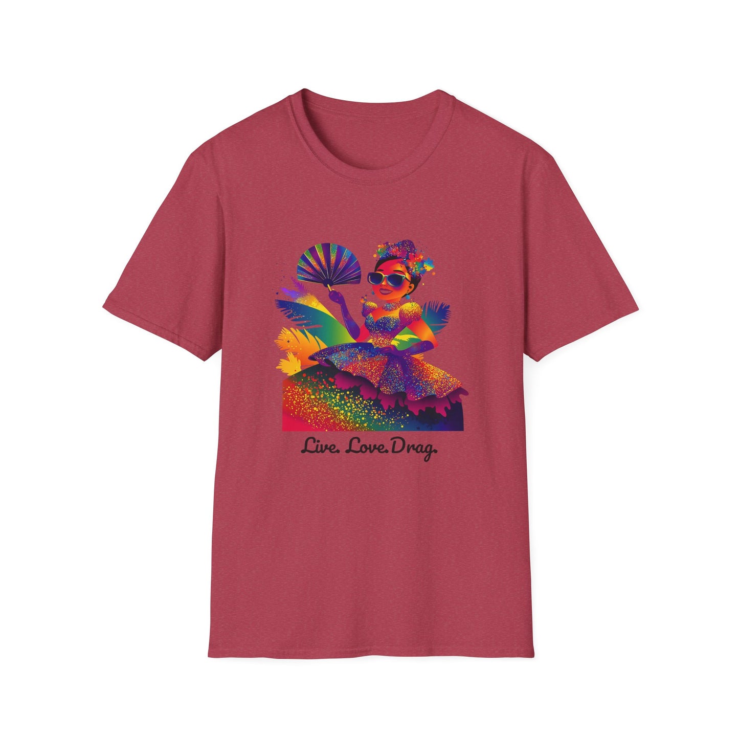 Live Love Drag Rainbow Queen T-Shirt | LGBTQ Pride Colorful Fan Art Tee