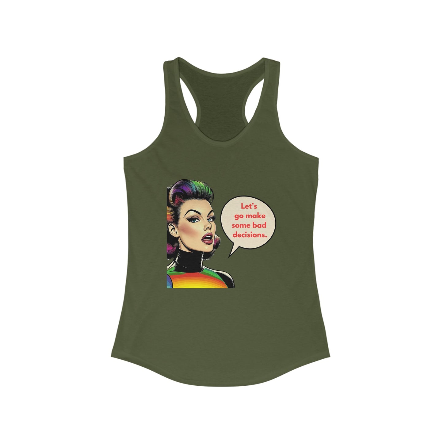 Retro Bad Decisions Racerback Tank | Vintage Pop Art Women's Tank Top