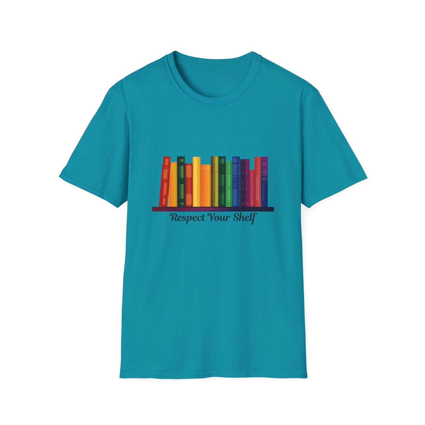 Respect Your Shelf Pride Bookshelf T-Shirt | Cute Bookworm Gift