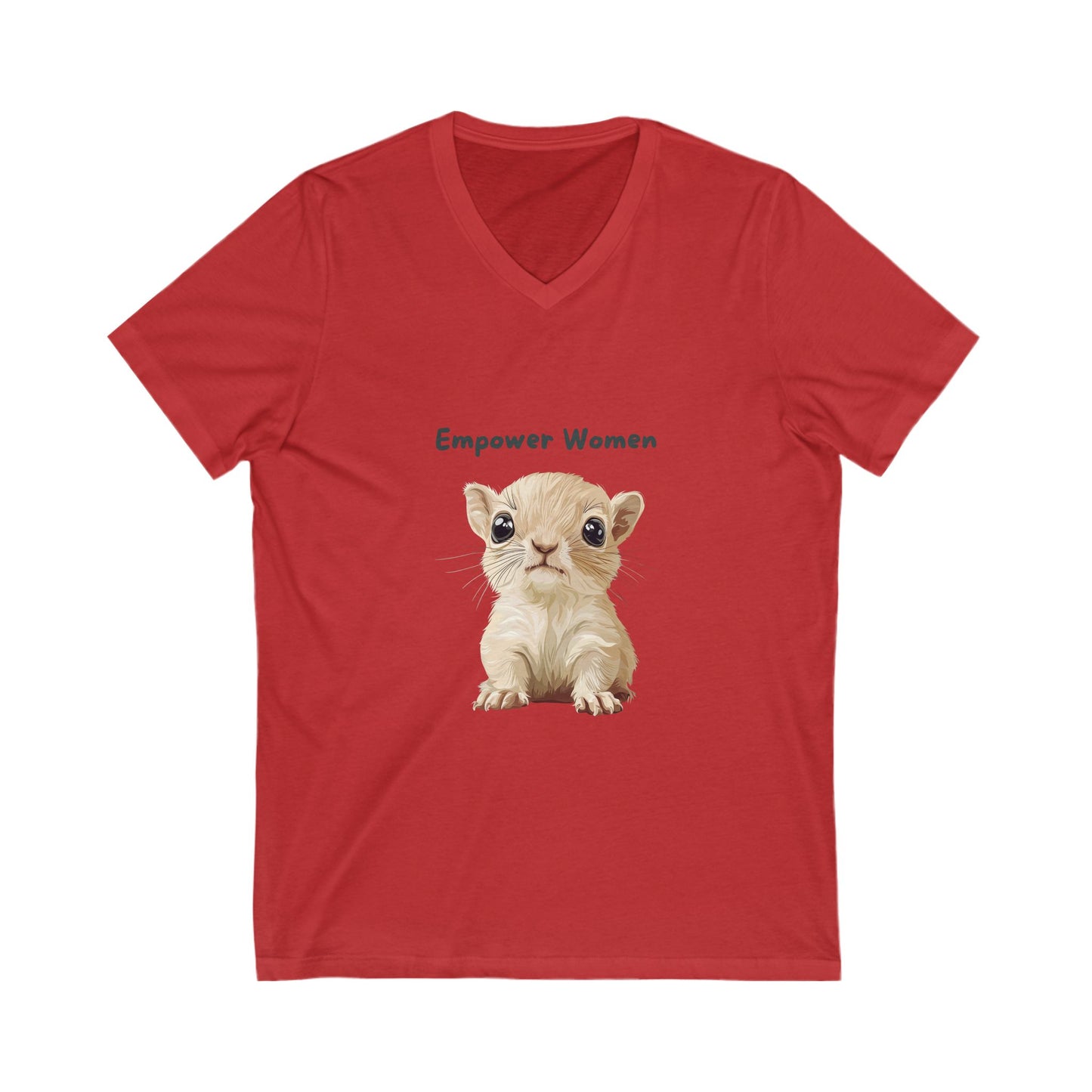 Empower Women Kawaii Kitten V-Neck T-Shirt | Feminist Cat Tee