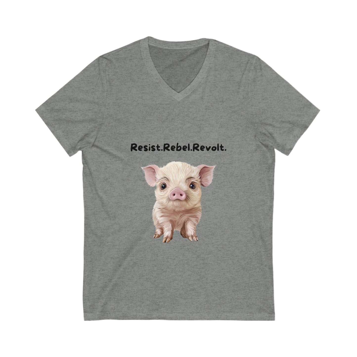 Resist Rebel Revolt Piglet V-Neck | Cute Animal Rights Activist Tee