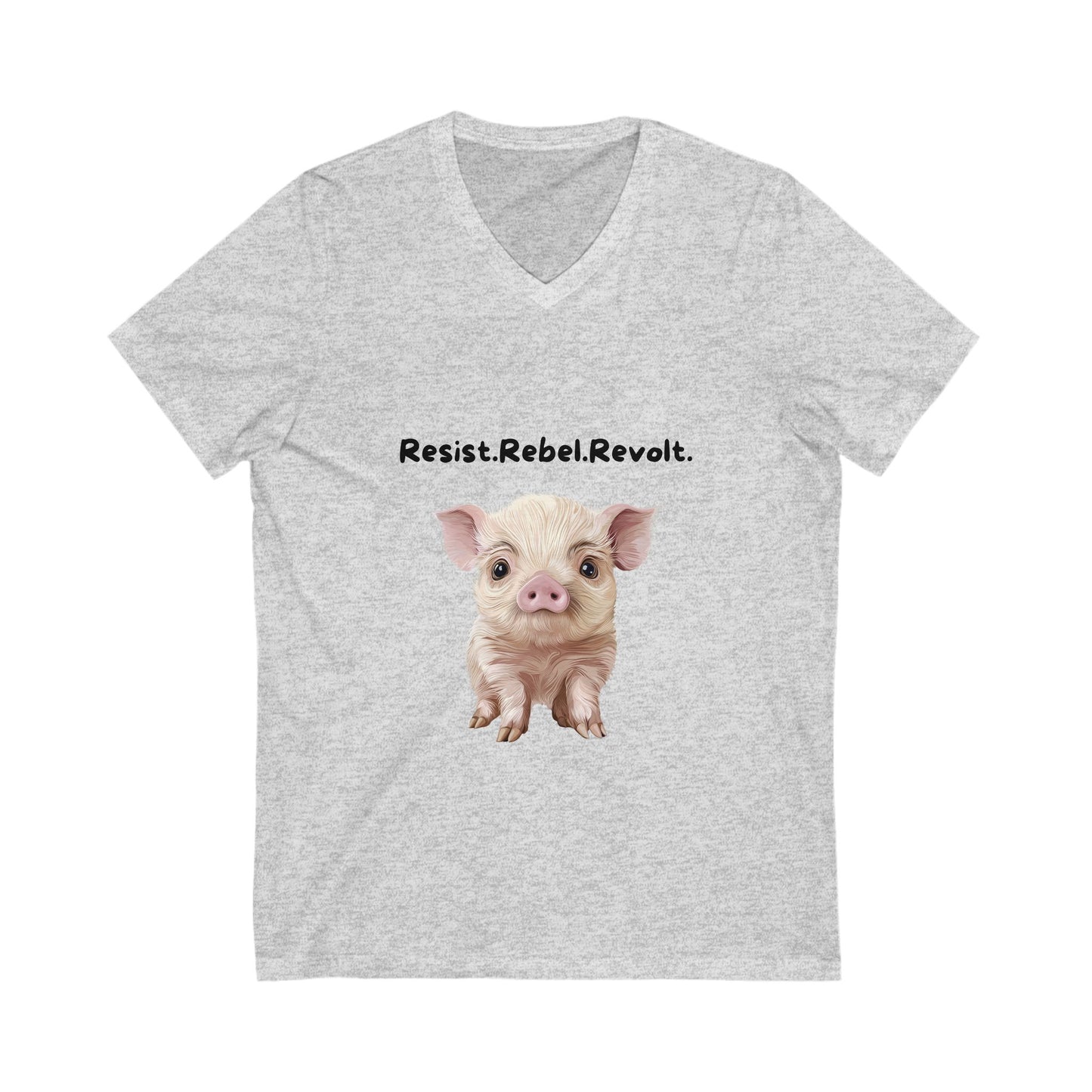 Resist Rebel Revolt Piglet V-Neck | Cute Animal Rights Activist Tee