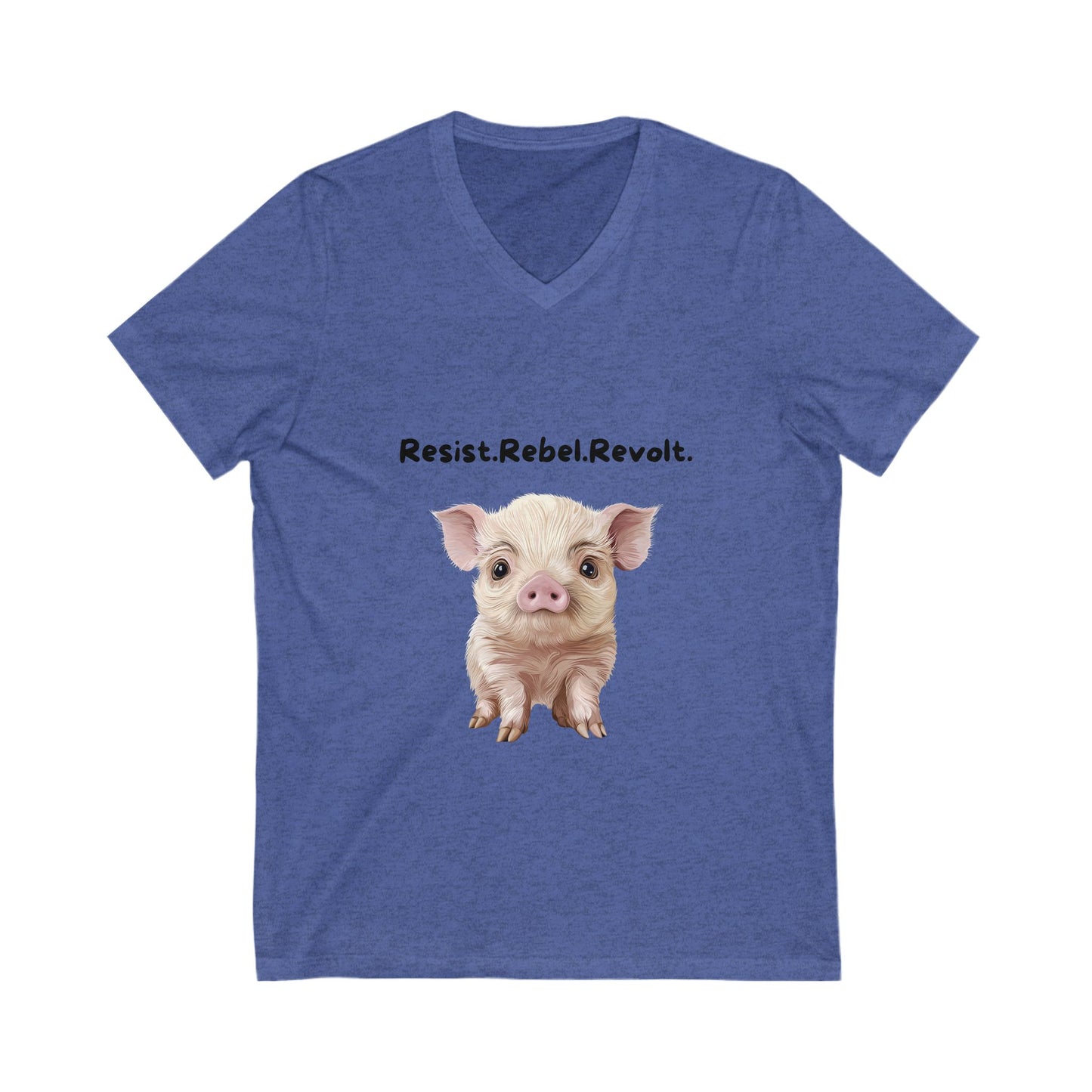 Resist Rebel Revolt Piglet V-Neck | Cute Animal Rights Activist Tee