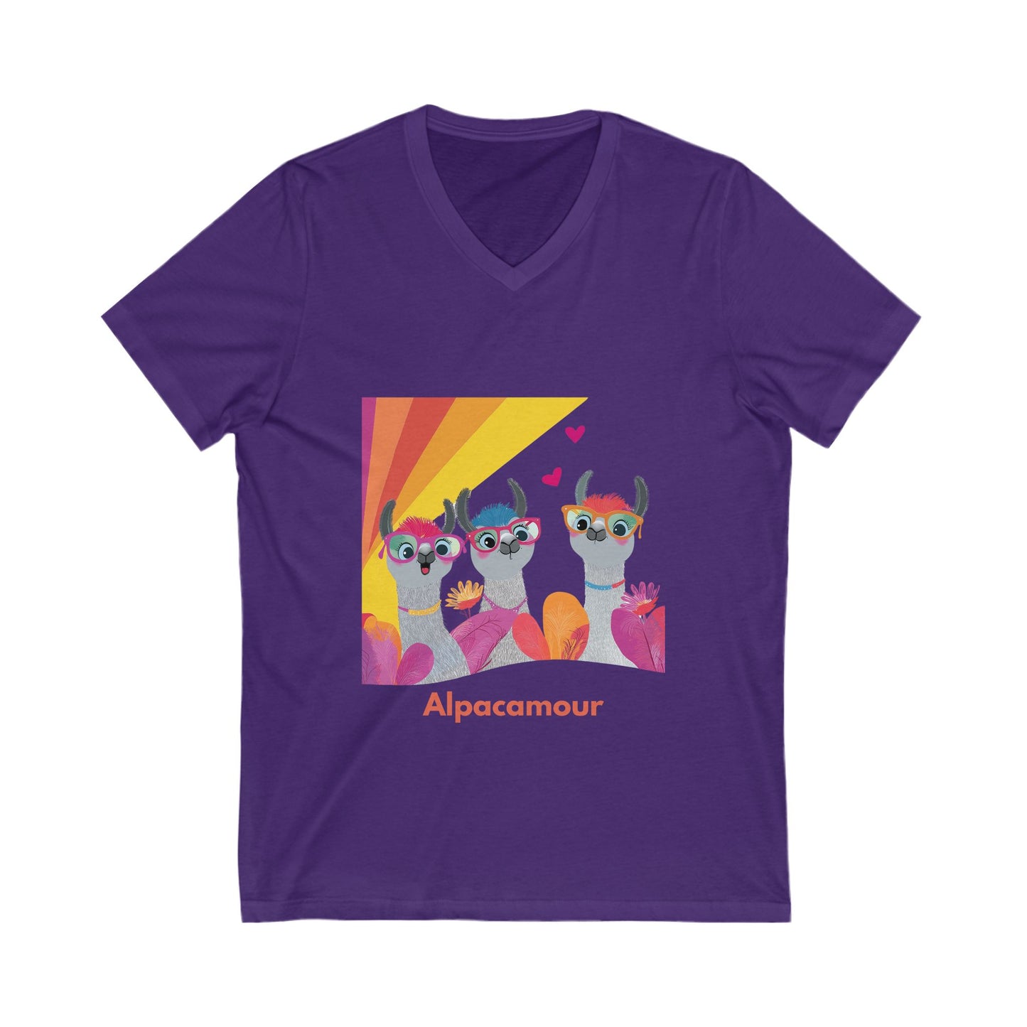 Alpacamour Rainbow Pride V-Neck T-Shirt | Kawaii LGBTQ+ Unisex Tee