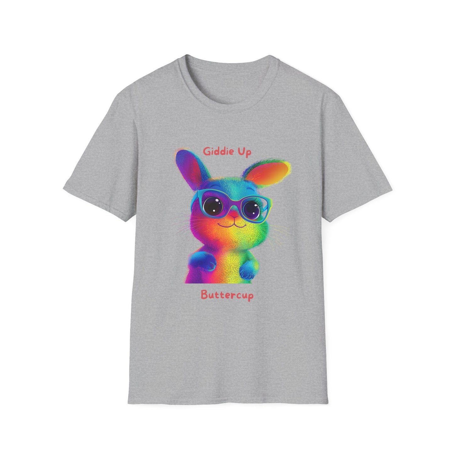 Rainbow Bunny Buttercup T-Shirt | Colorful Pride Tee | Cute LGBTQ+ Gift