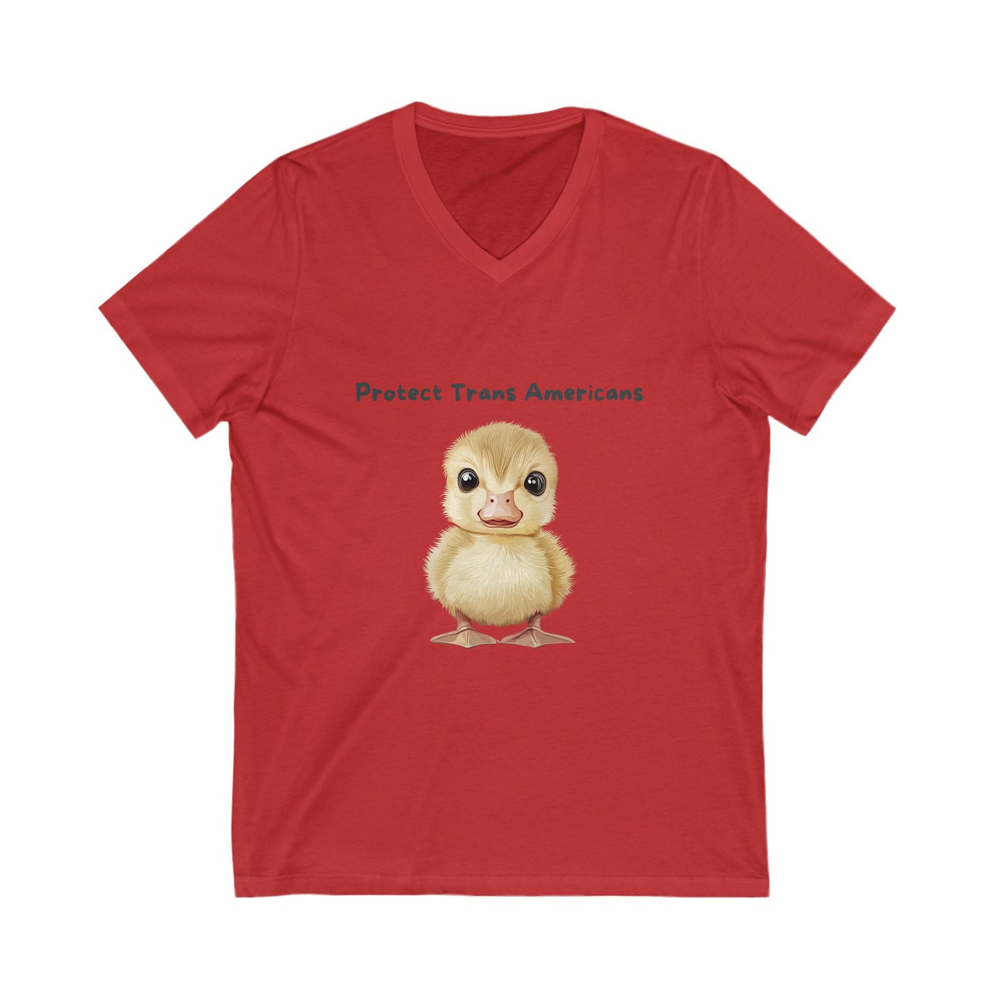 Kawaii Duck Trans Rights V-Neck | Cute LGBTQ+ Activist Tee
