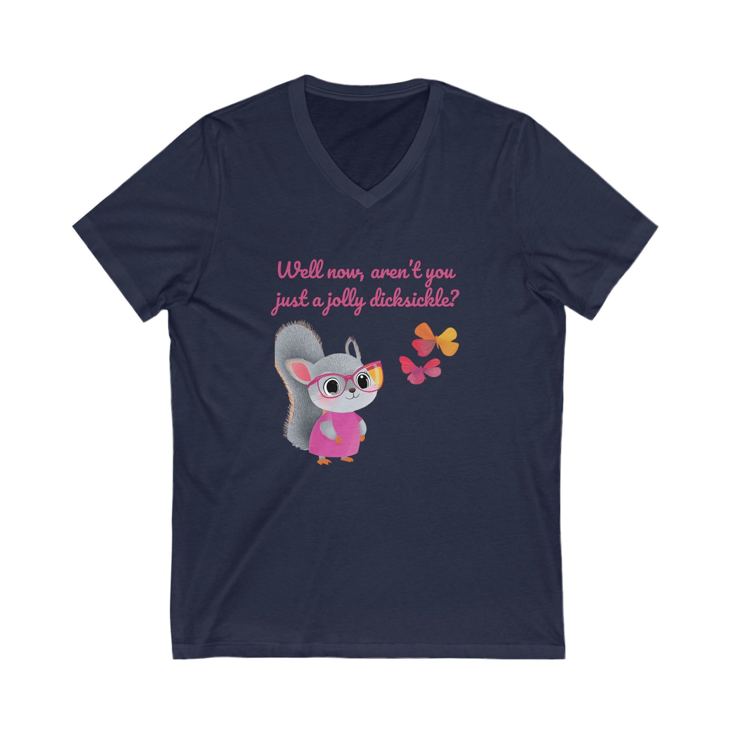 Jolly Delichick Kawaii Mouse V-Neck T-Shirt | Cute Sassy Animal Unisex Tee