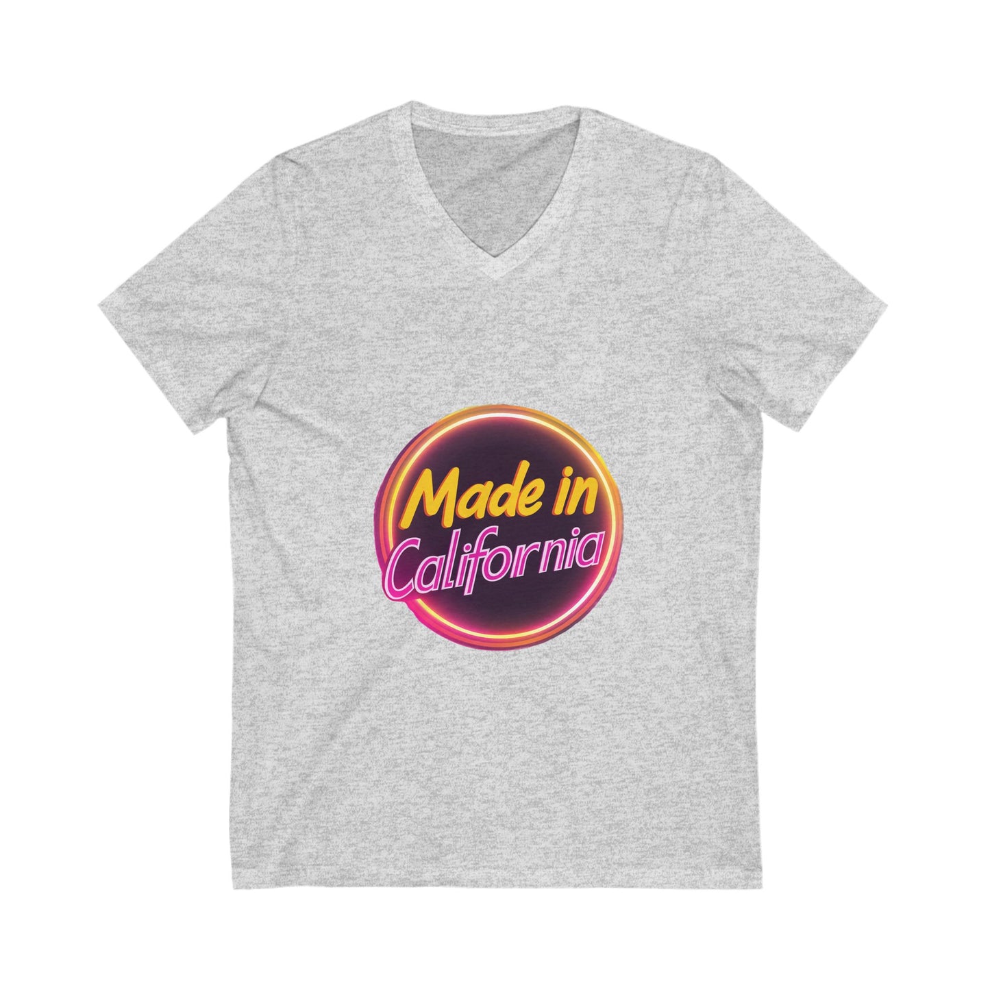 Made in California Neon V-Neck T-Shirt | Retro State Pride Unisex Tee