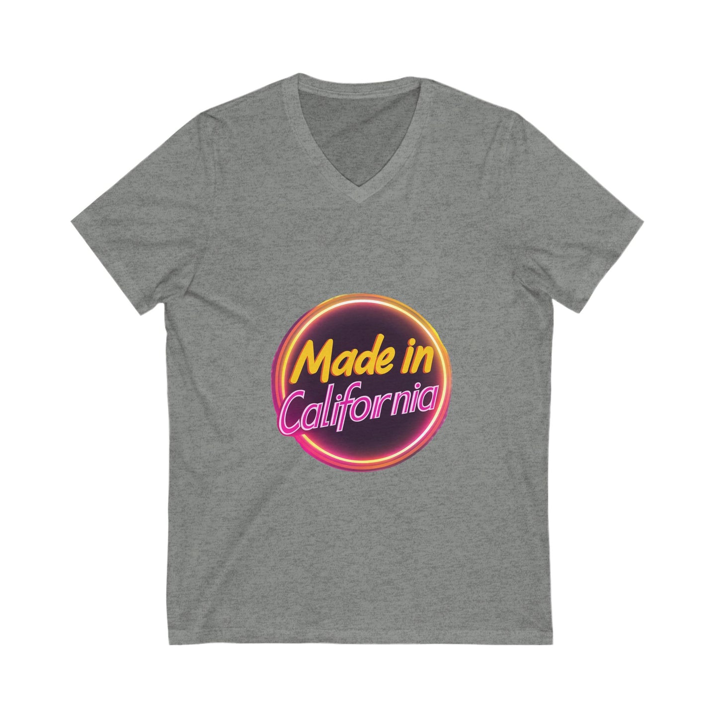 Made in California Neon V-Neck T-Shirt | Retro State Pride Unisex Tee