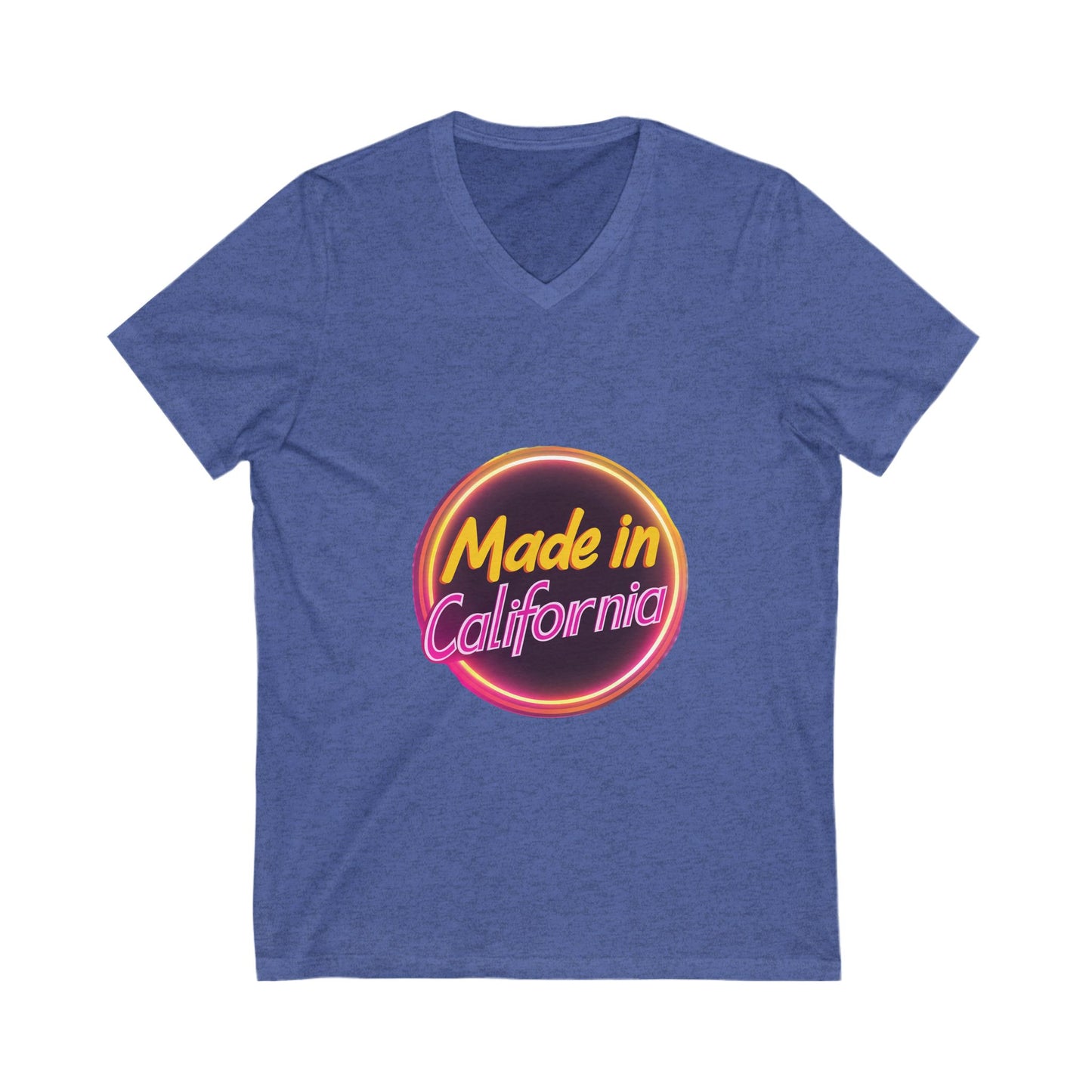 Made in California Neon V-Neck T-Shirt | Retro State Pride Unisex Tee