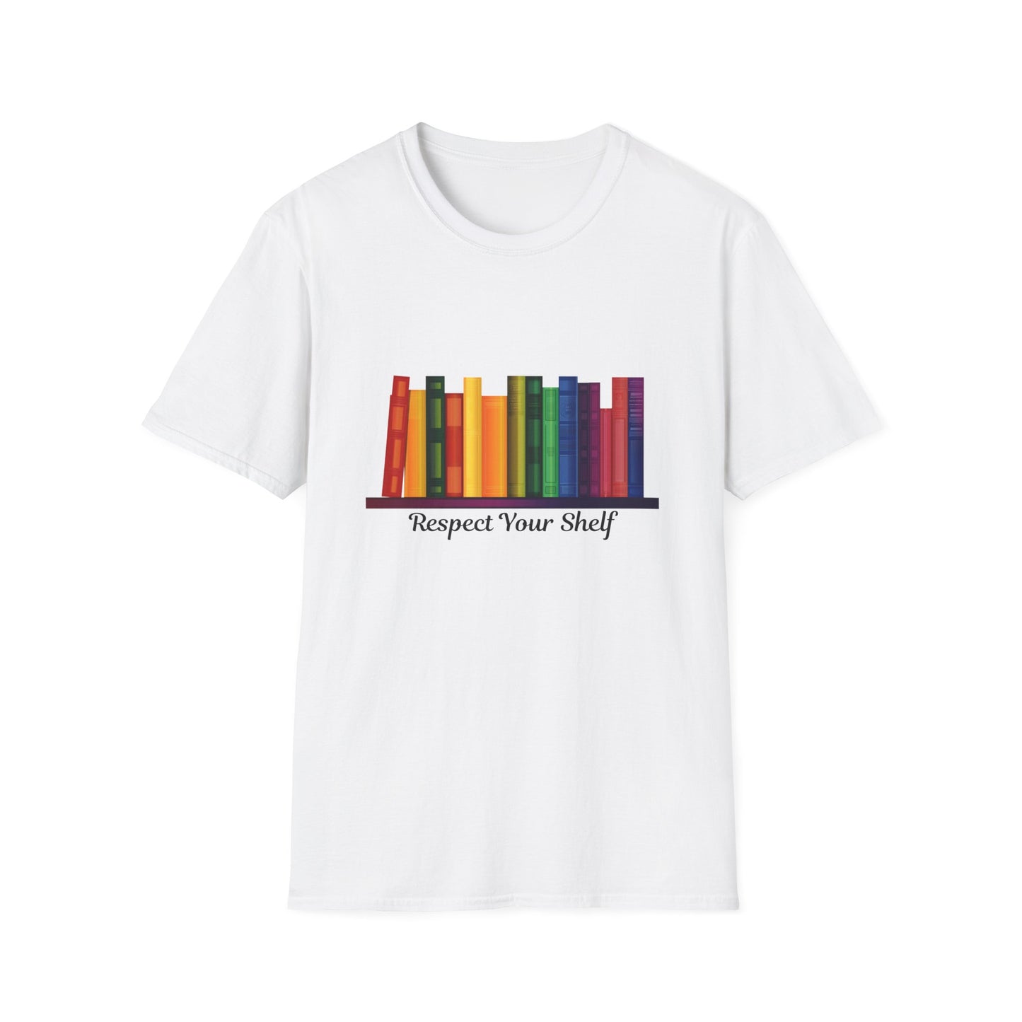 Respect Your Shelf Pride Bookshelf T-Shirt | Cute Bookworm Gift