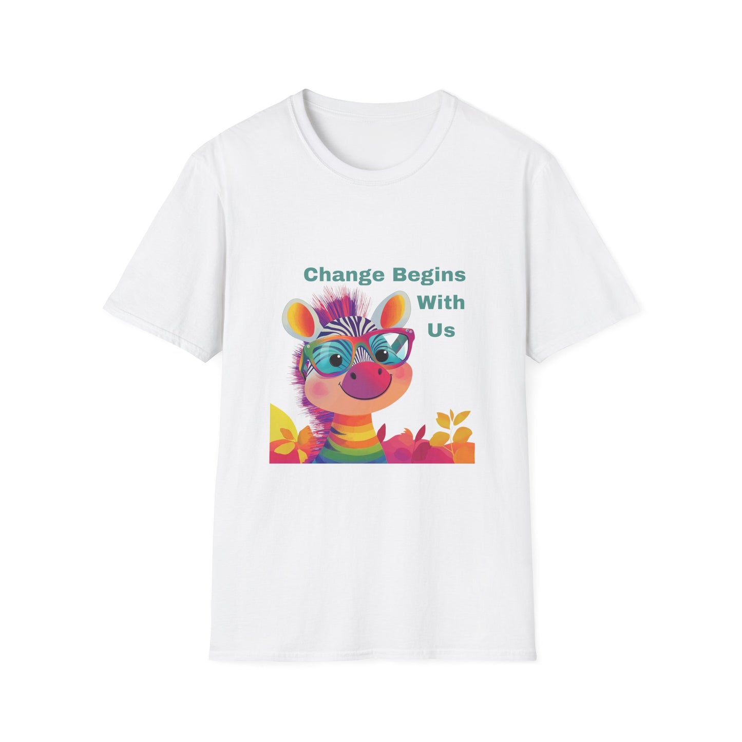Cute Activist Giraffe T-Shirt | Change Begins With Us | Kawaii Empowerment Tee