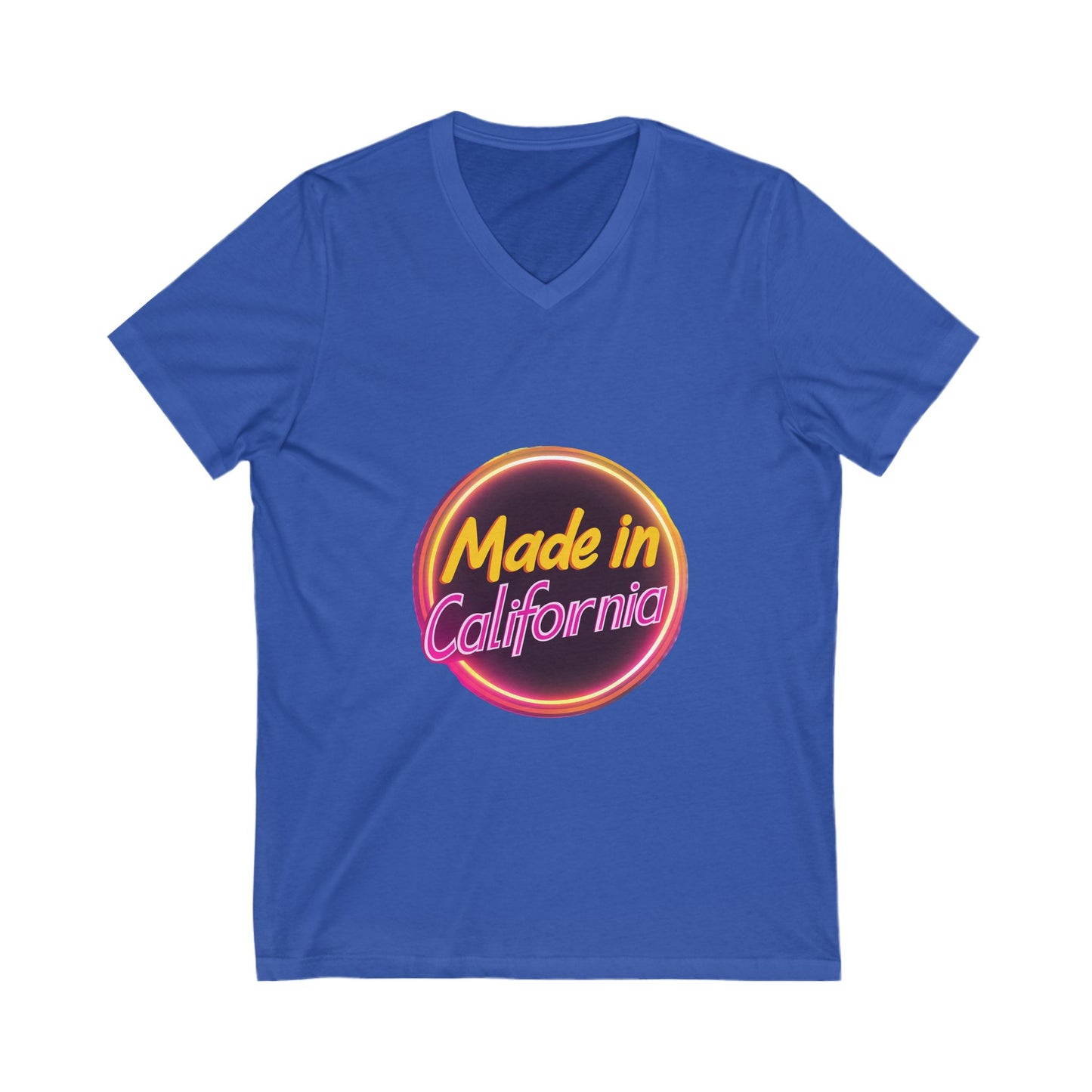 Made in California Neon V-Neck T-Shirt | Retro State Pride Unisex Tee