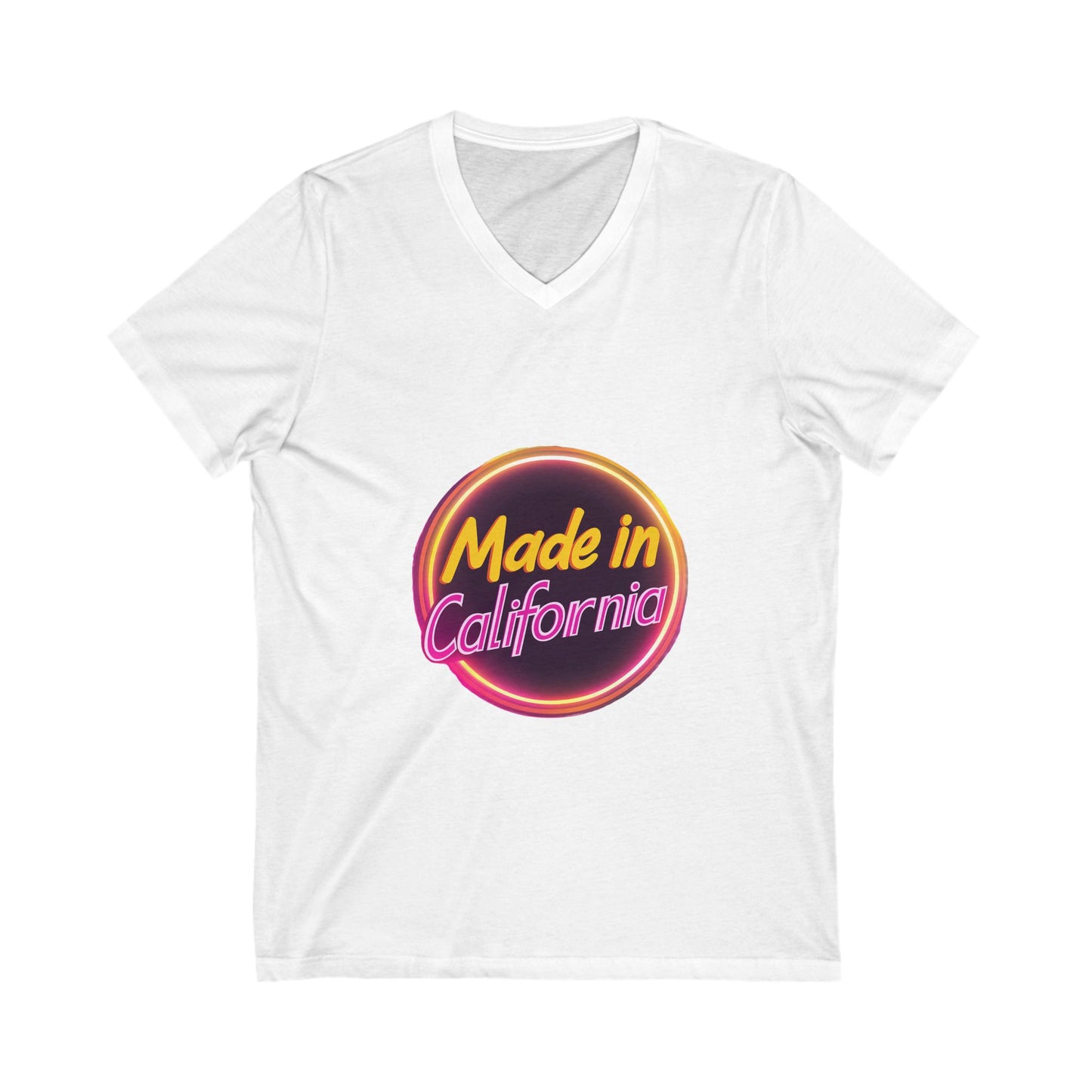 Made in California Neon V-Neck T-Shirt | Retro State Pride Unisex Tee