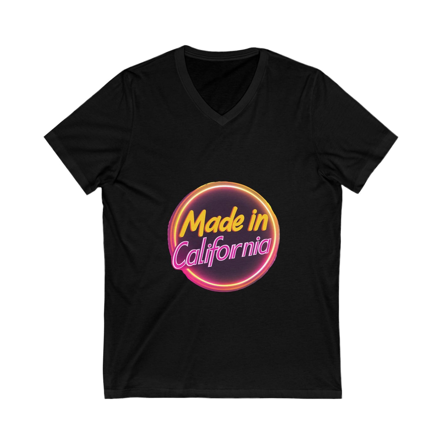 Made in California Neon V-Neck T-Shirt | Retro State Pride Unisex Tee