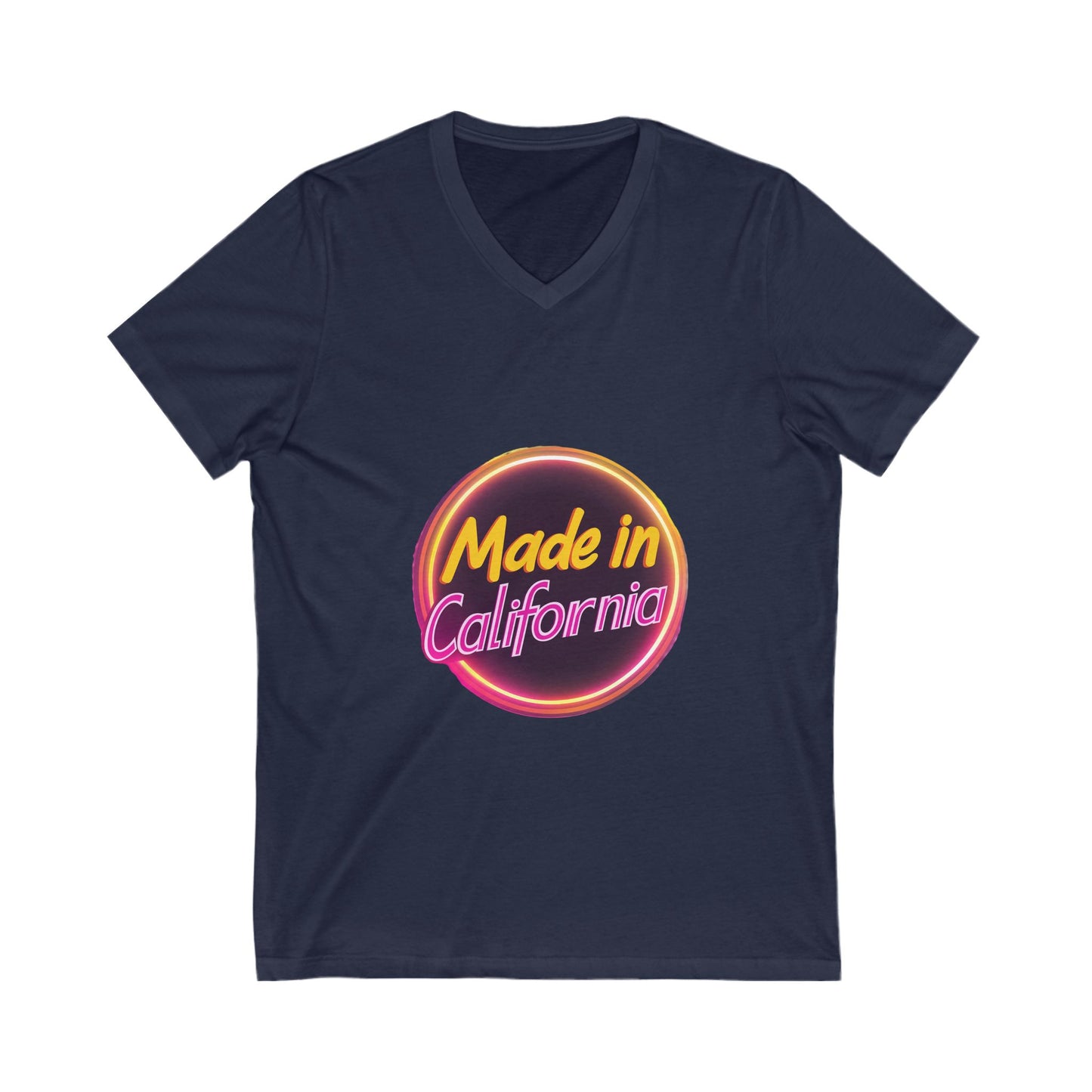 Made in California Neon V-Neck T-Shirt | Retro State Pride Unisex Tee