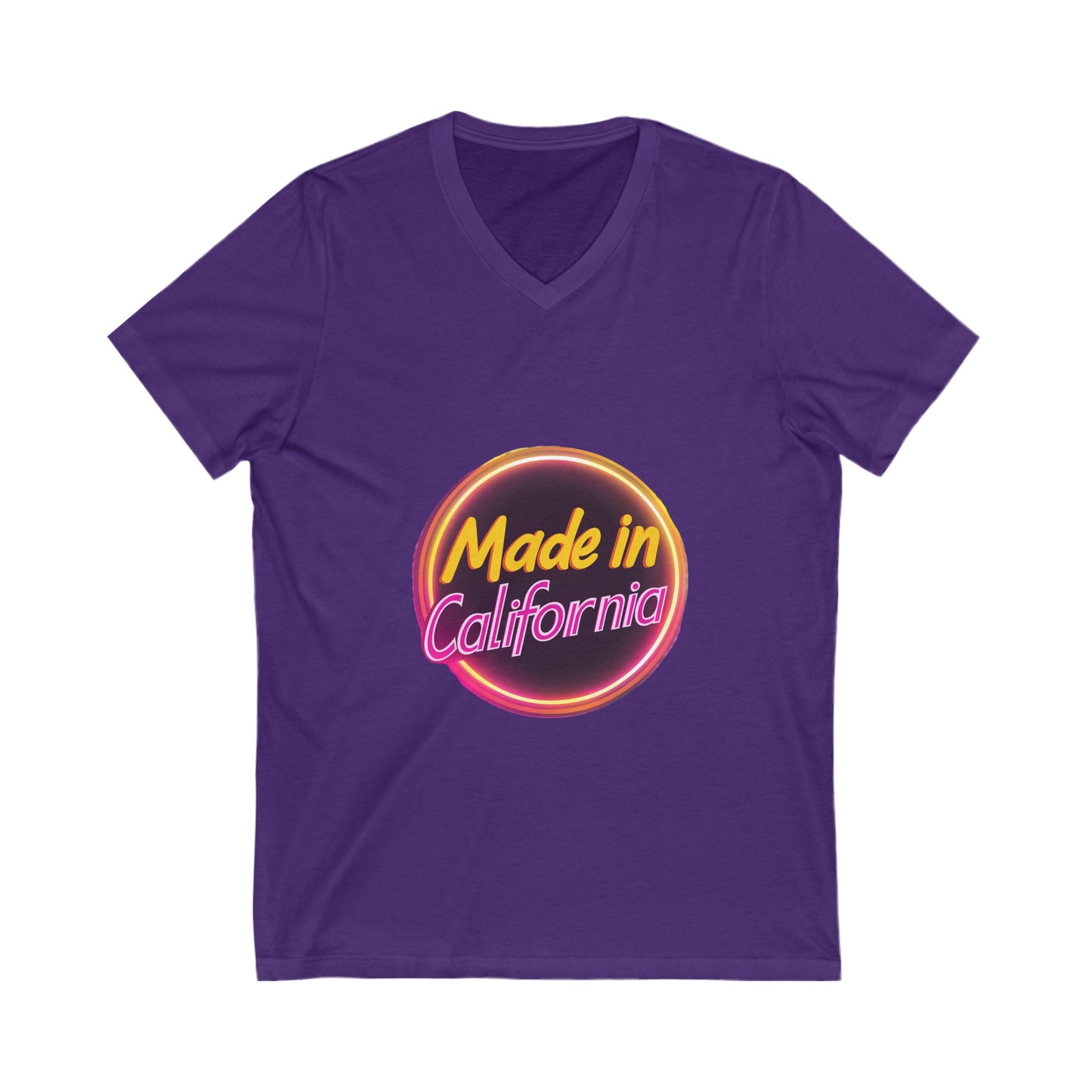Made in California Neon V-Neck T-Shirt | Retro State Pride Unisex Tee