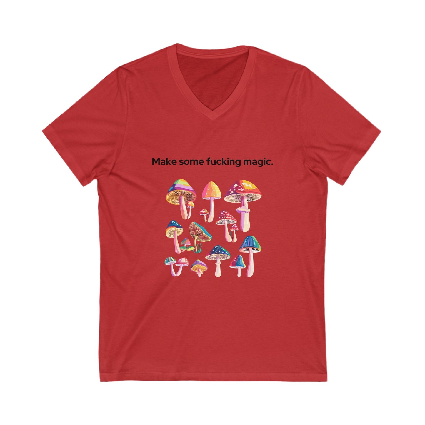 Magical Mushroom V-Neck Tee | Psychedelic Fungi Art | Empowerment Statement T-Shirt