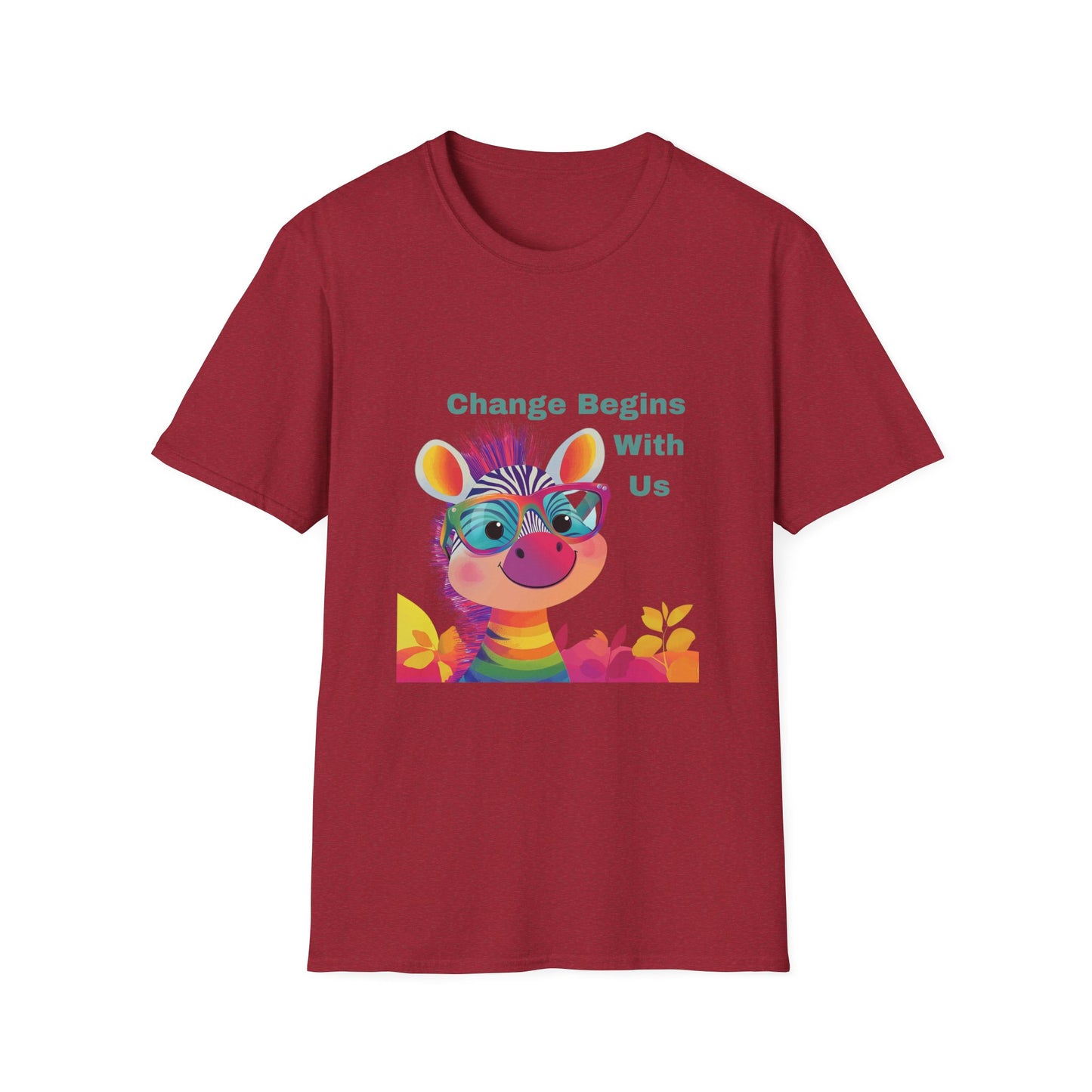 Cute Activist Giraffe T-Shirt | Change Begins With Us | Kawaii Empowerment Tee