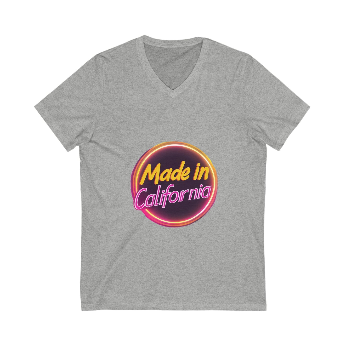 Made in California Neon V-Neck T-Shirt | Retro State Pride Unisex Tee