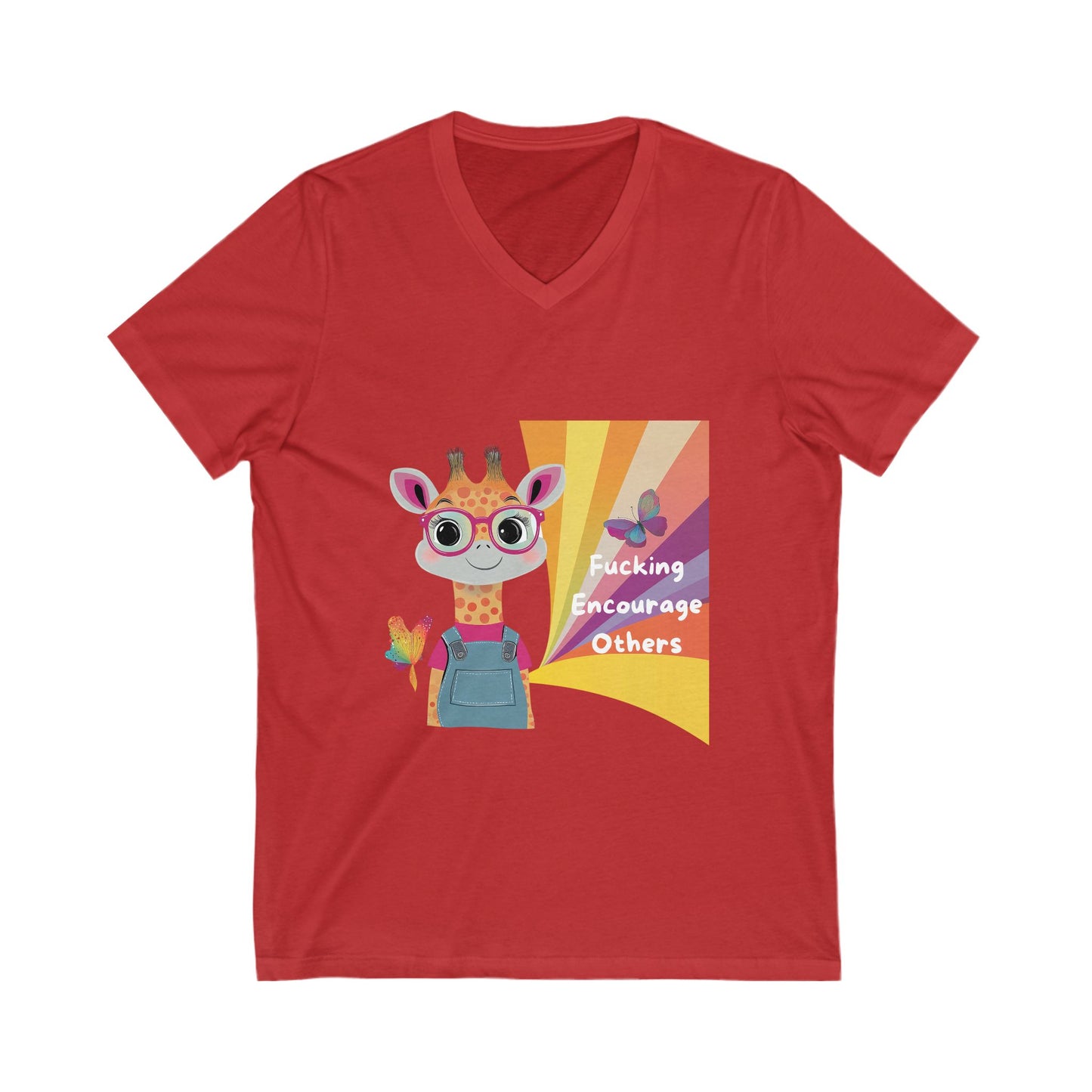 Kawaii Giraffe Encouragement V-Neck | Cute Activist Unisex Tee | Empowerment T-Shirt
