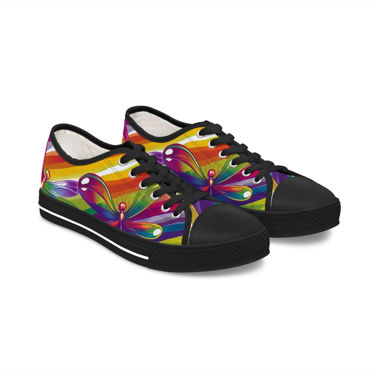 Rainbow Dragonfly Pride Low Top Sneakers | LGBTQ+ Canvas Shoes