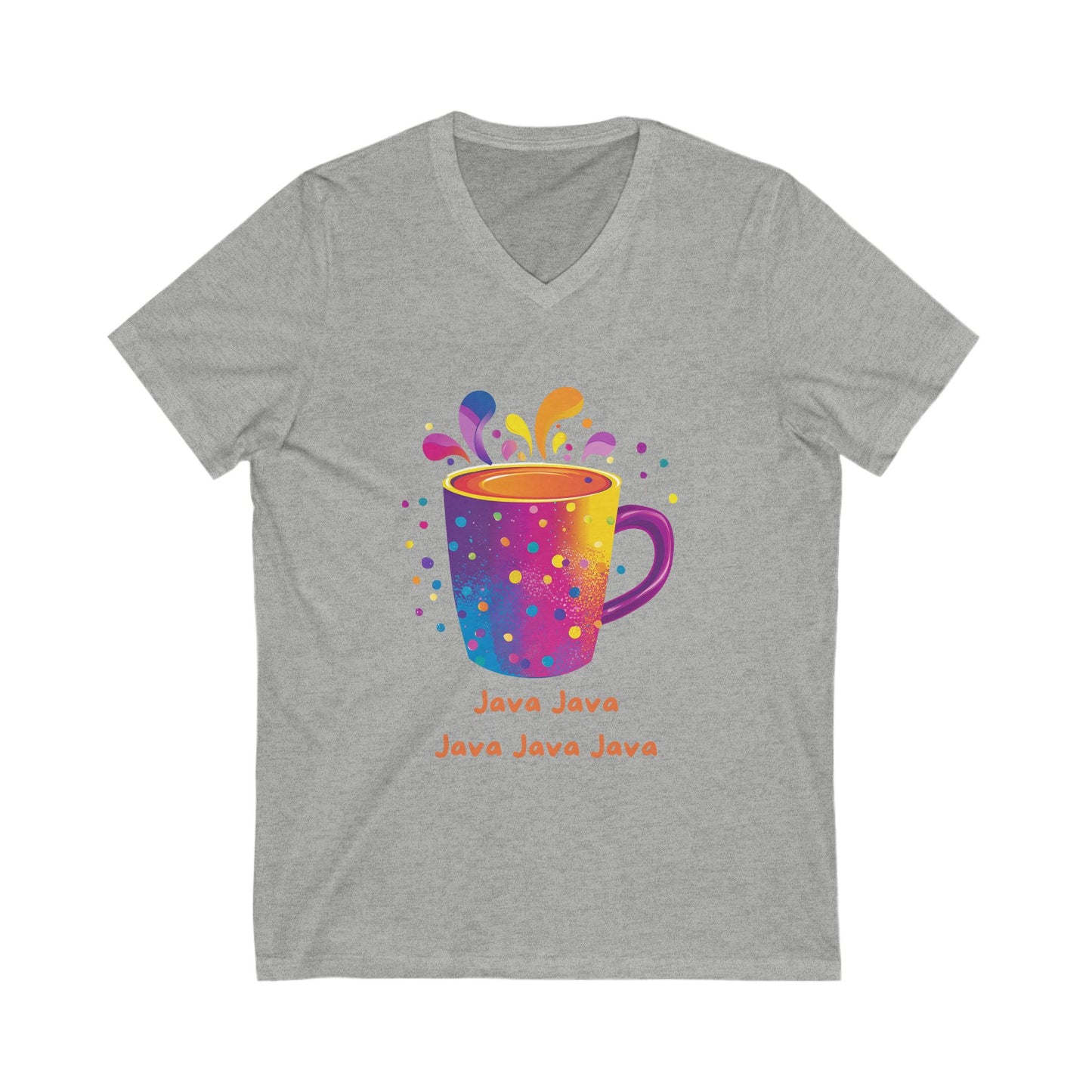 Rainbow Java Coffee Cup V-Neck | Programmer Kawaii T-Shirt | Coding Geek Gift