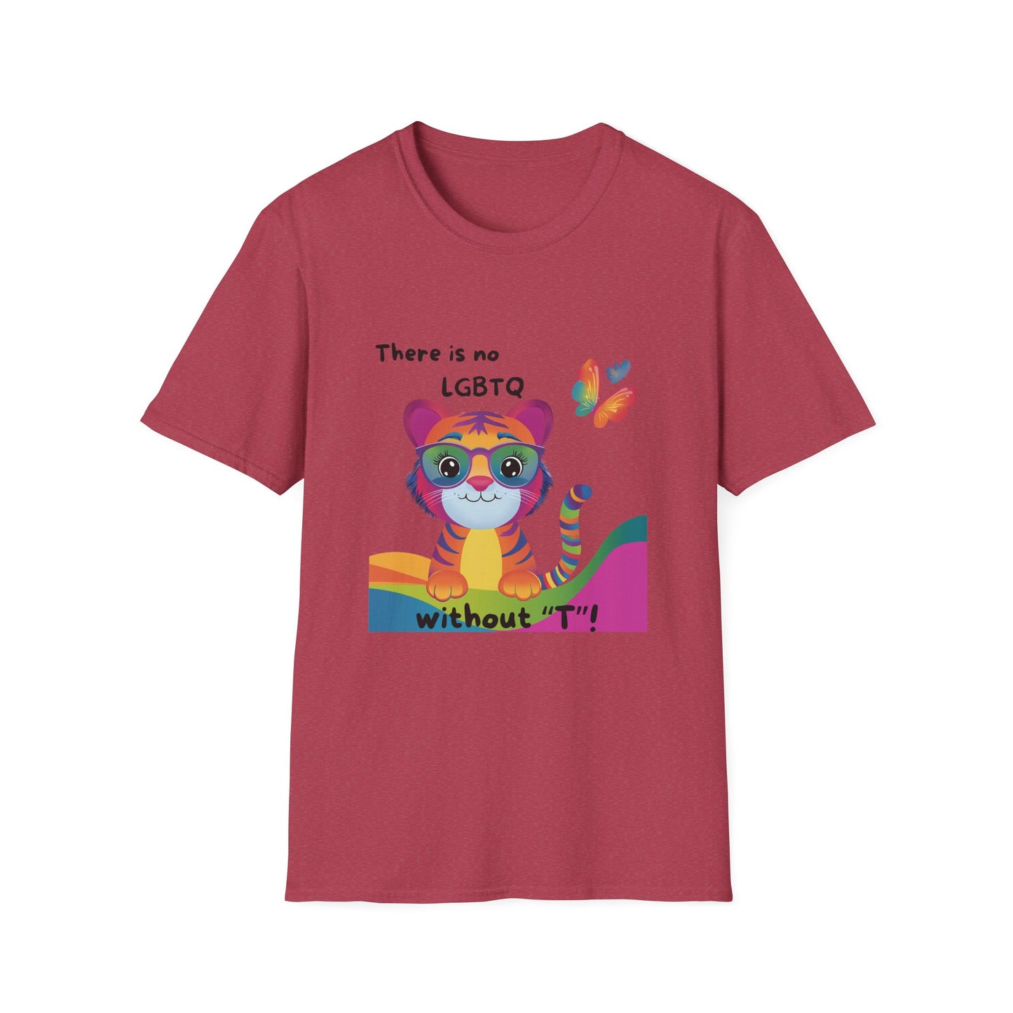 Kawaii Trans Rights Tiger T-Shirt | LGBTQ Pride Rainbow Butterfly Cute Activist Tee