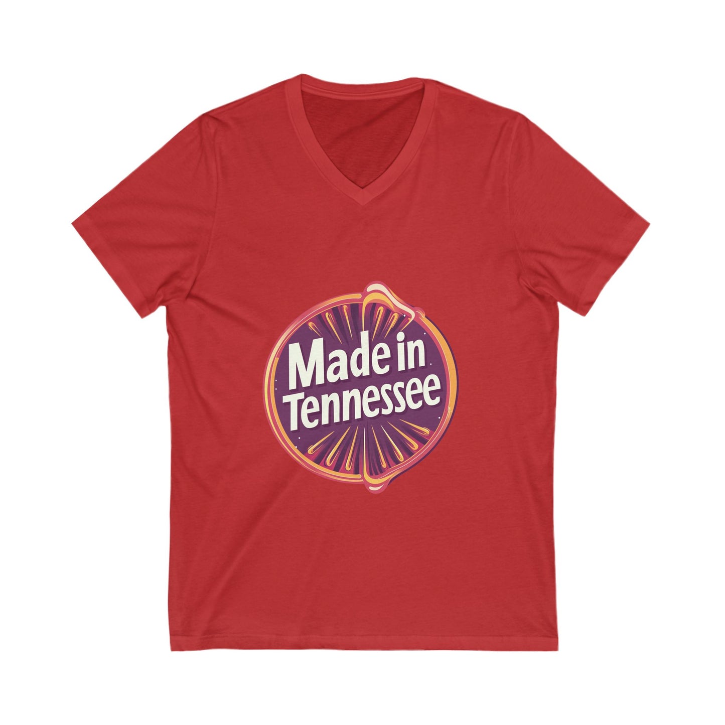 Made in Tennessee V-Neck T-Shirt | Retro State Pride Design | Vintage Circle Badge Unisex Tee