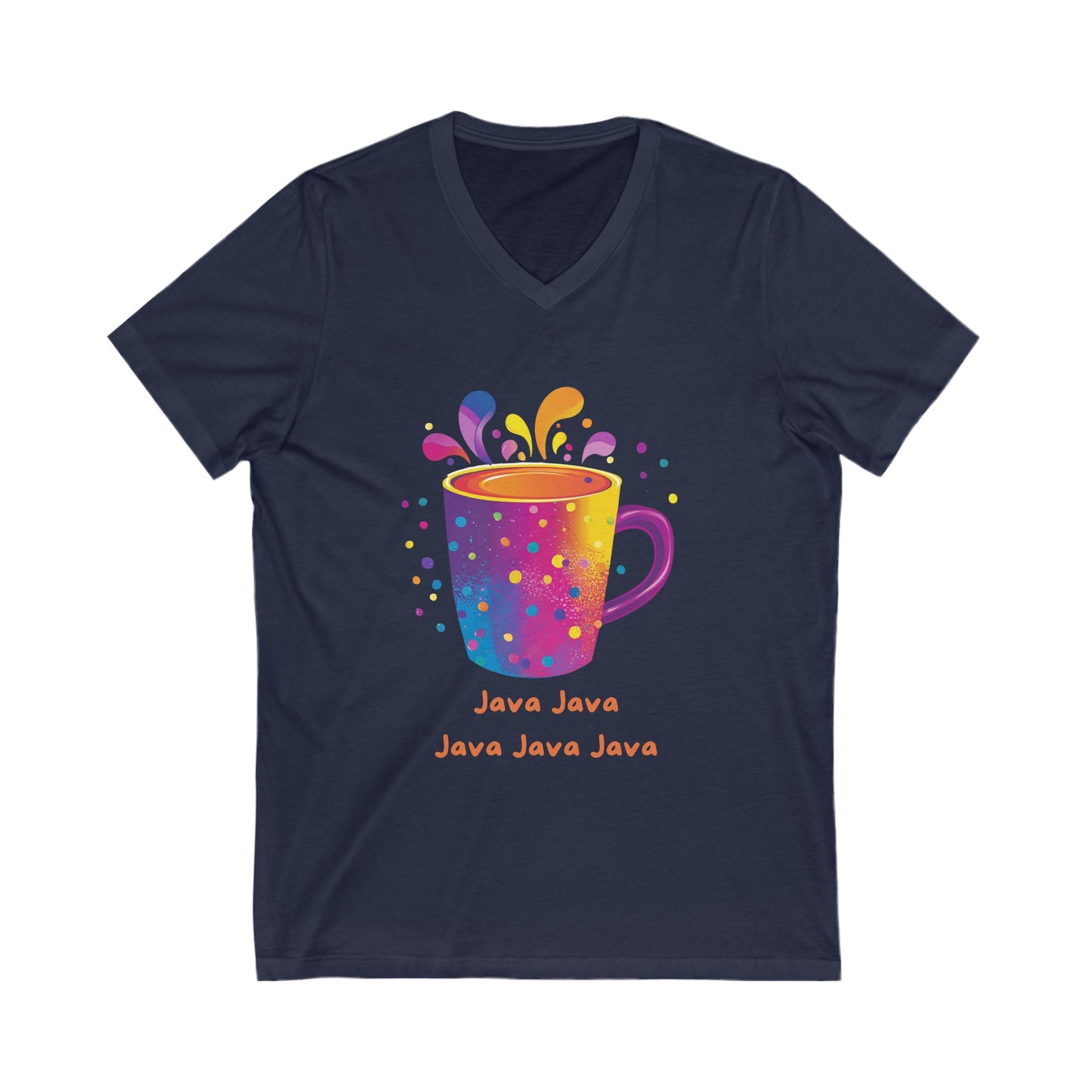 Rainbow Java Coffee Cup V-Neck | Programmer Kawaii T-Shirt | Coding Geek Gift