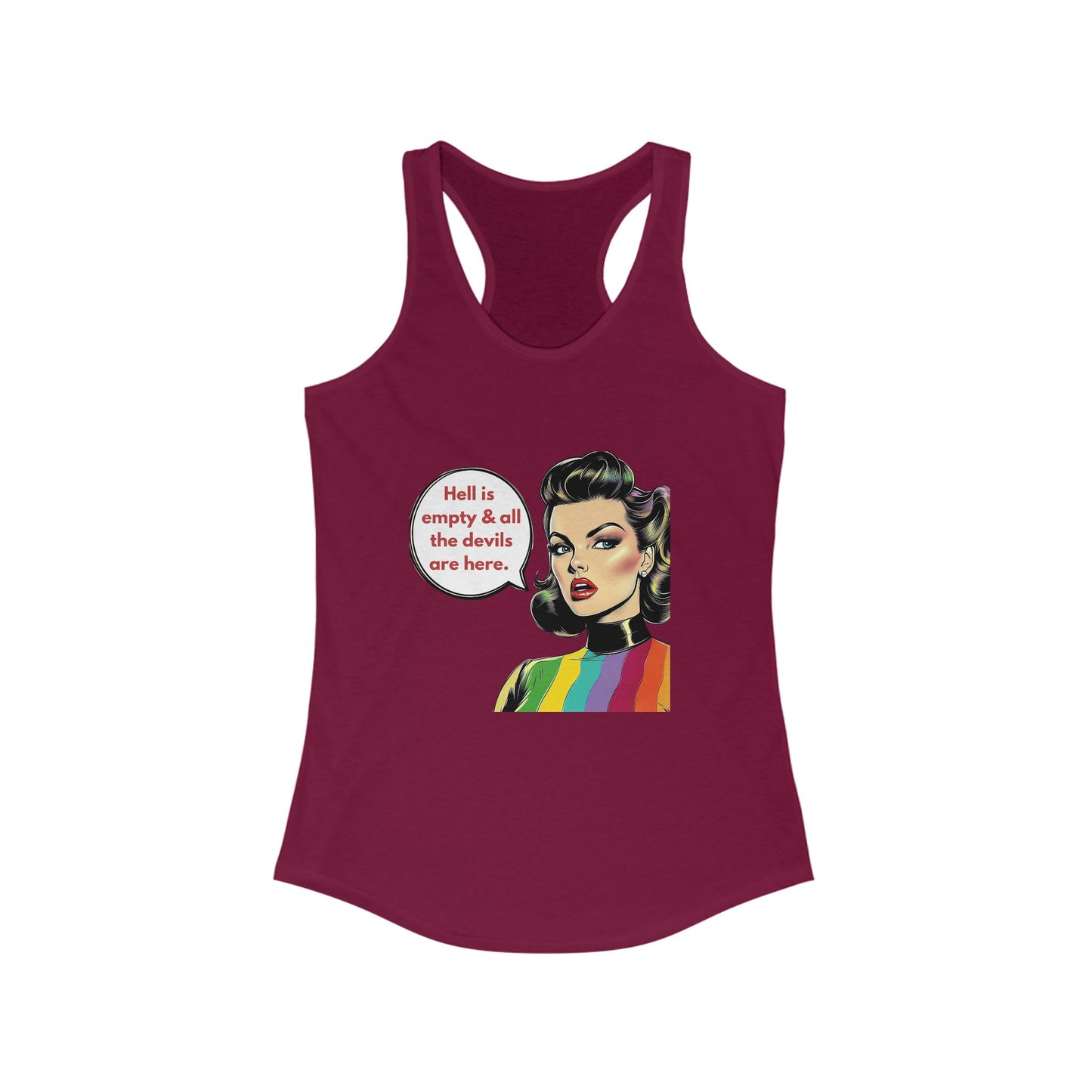 Retro Rainbow Devils Quote Racerback Tank | LGBTQ+ Pride Feminist Tank Top