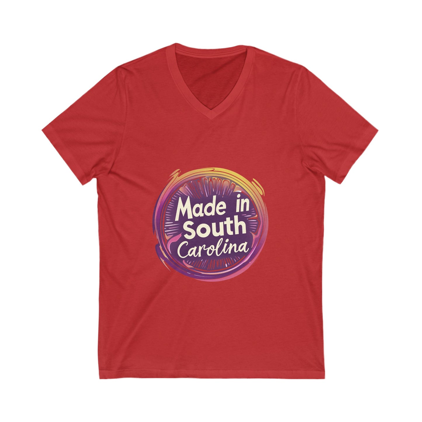 Made in South Carolina V-Neck T-Shirt | Retro Neon Circle Design | State Pride Unisex Tee