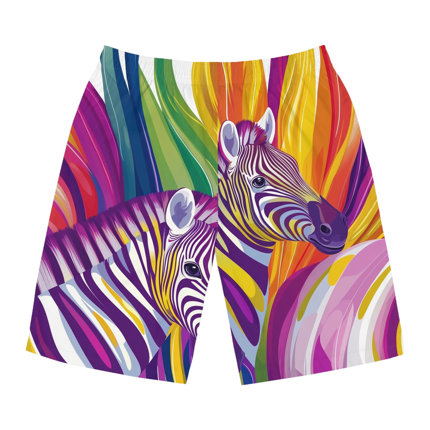 Rainbow Zebra Pride Board Shorts | LGBTQ+ Beach Apparel